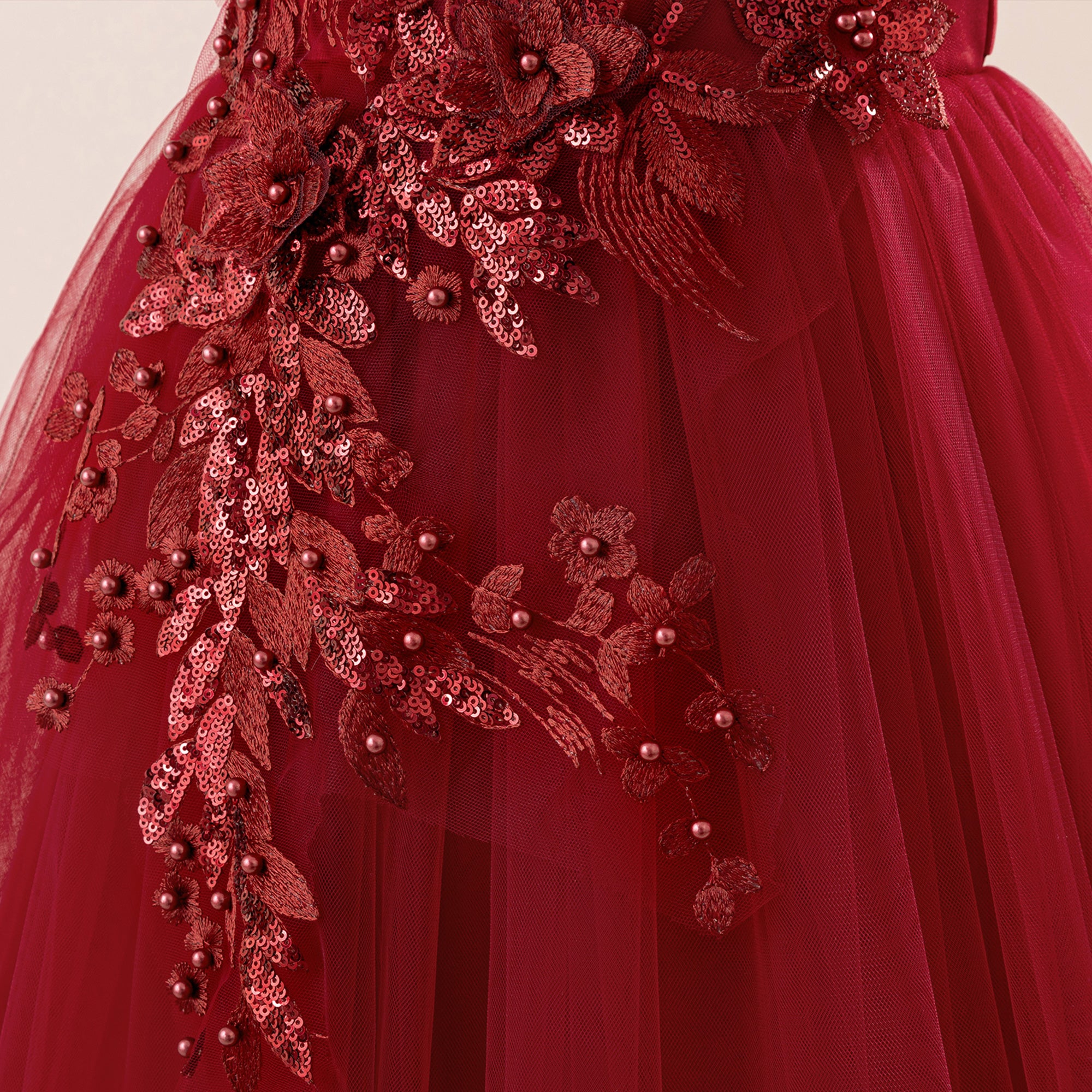 Girls Embellished Applique Sleeveless Net Gown Maxi Dress