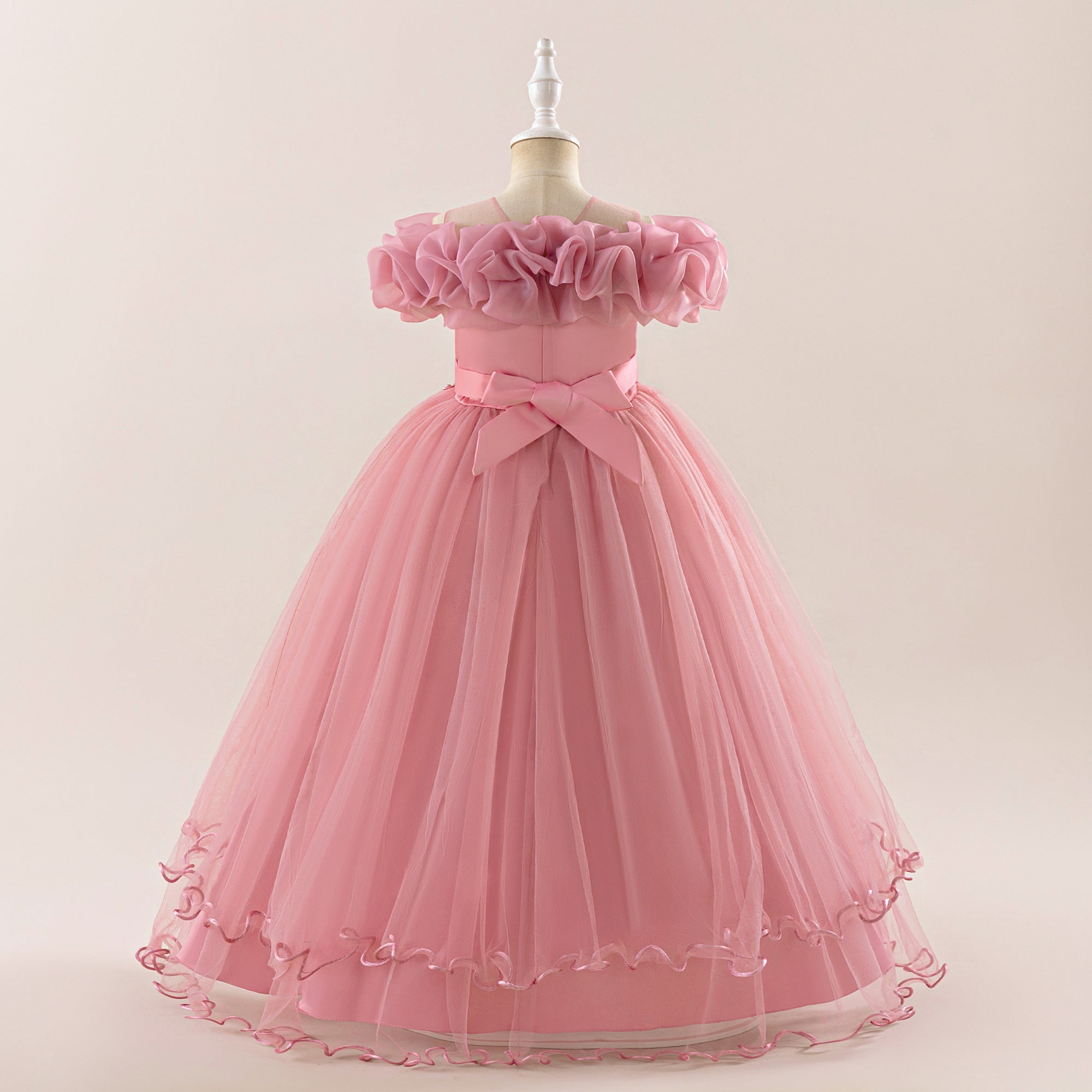 Girls Ruffled Embellished Gown Maxi Dress
