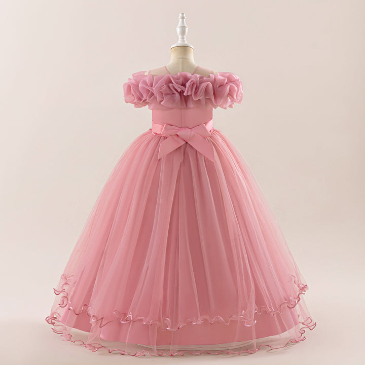 Girls Ruffled Embellished Gown Maxi Dress