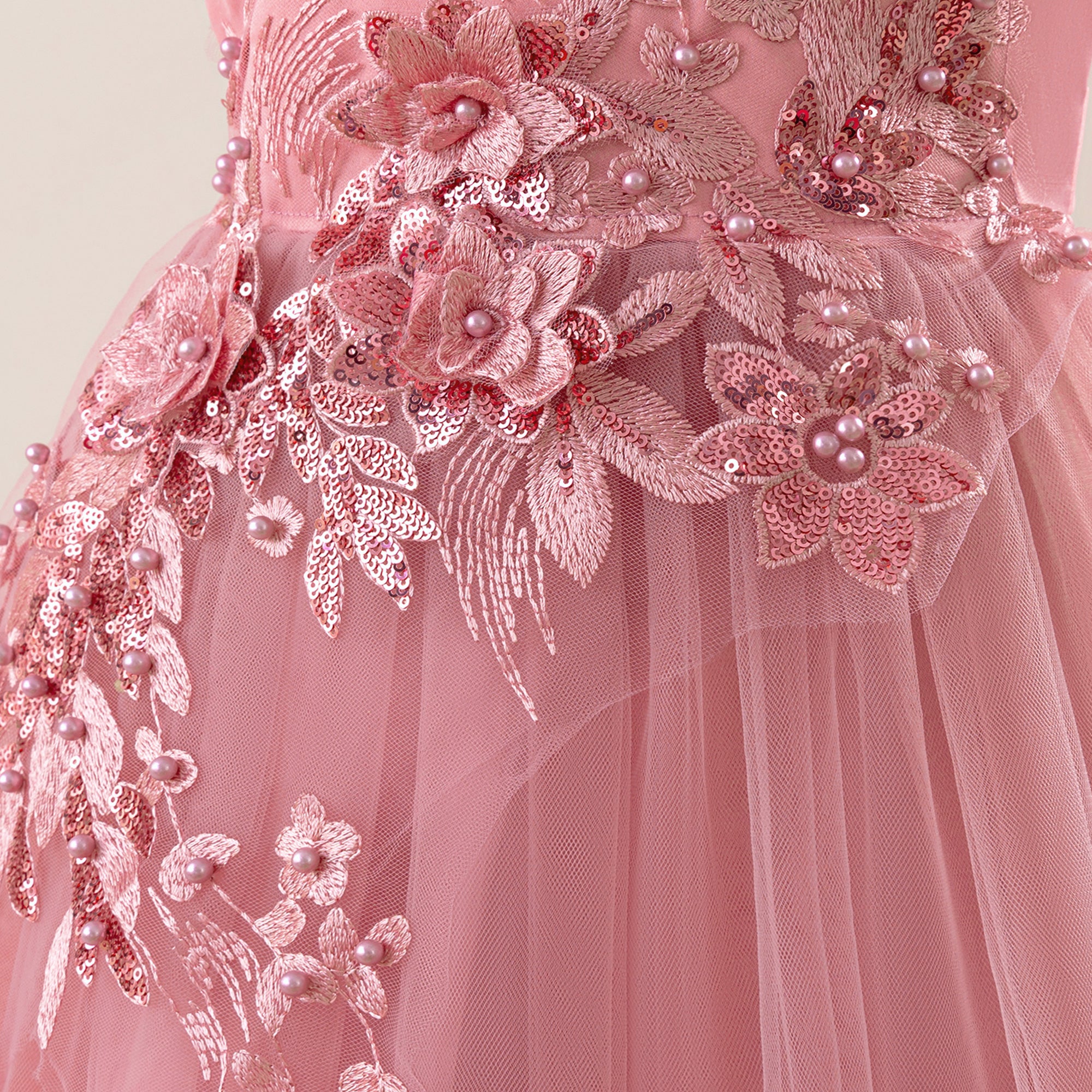 Girls Ruffled Embellished Gown Maxi Dress