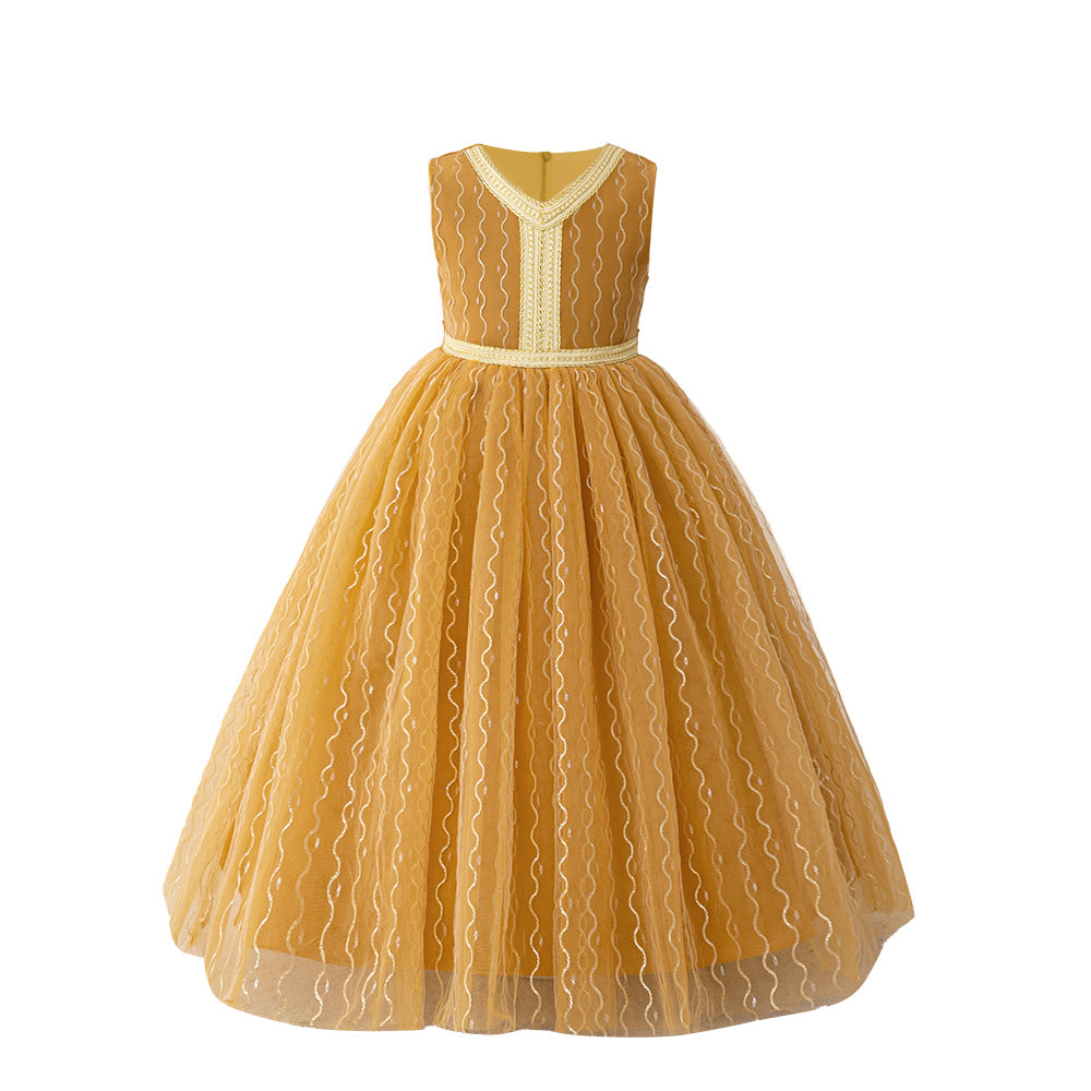 Girls Embellished Georgette A-Line Midi Dress