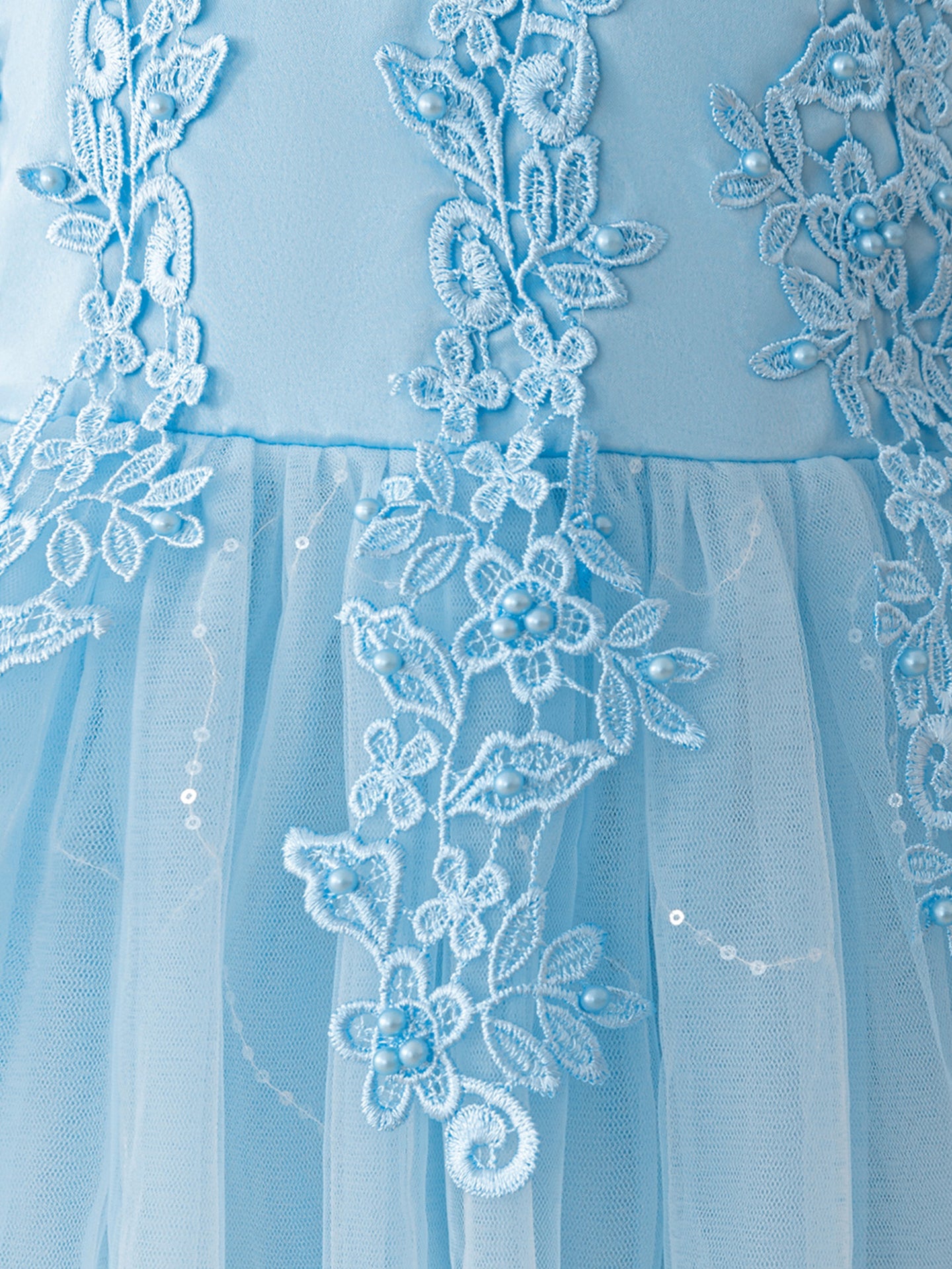 Girls Embroidered Ruffled Net Maxi Dress