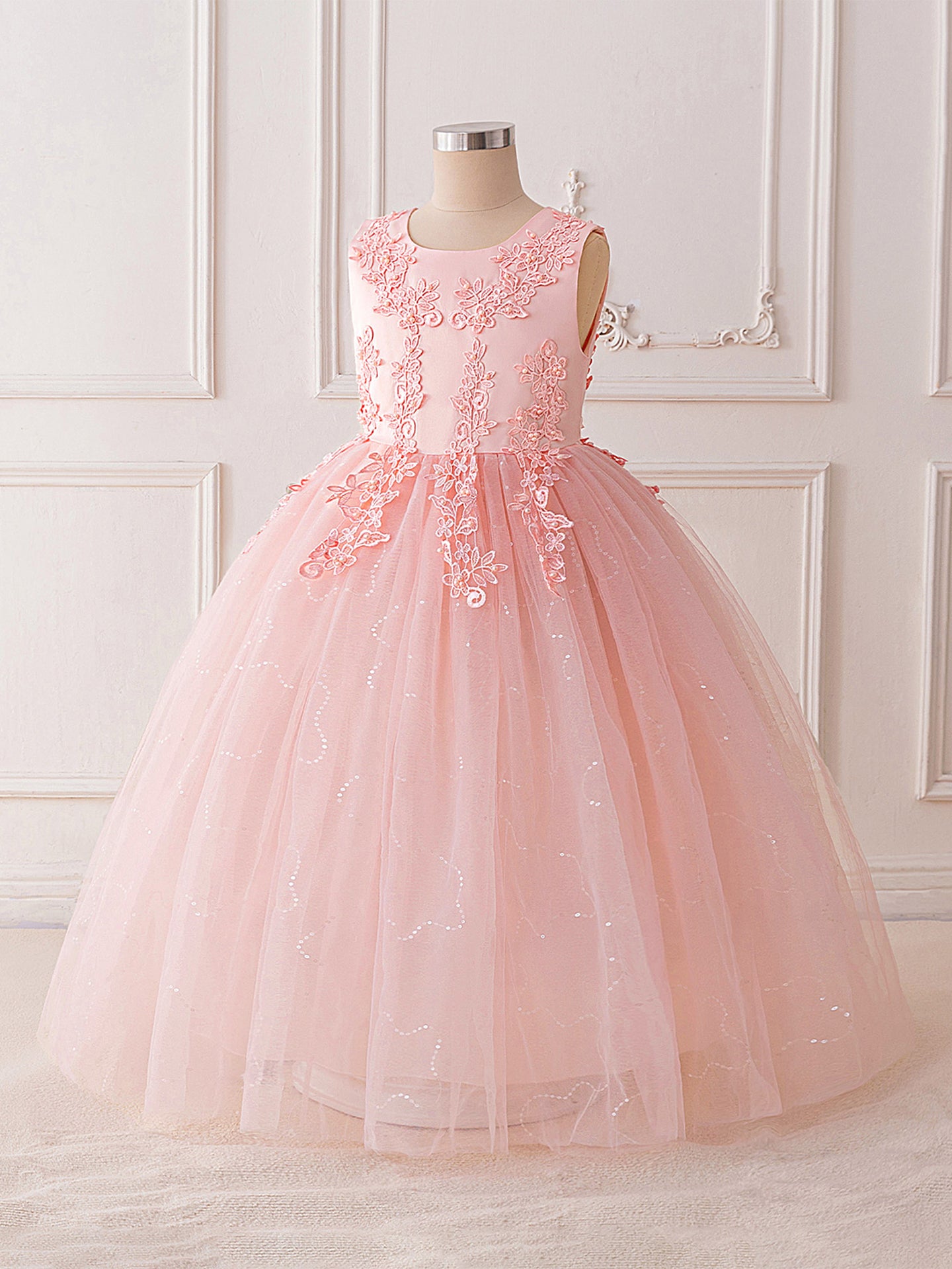 Girls Embroidered Gathered or Pleated Fit and Flare Dress
