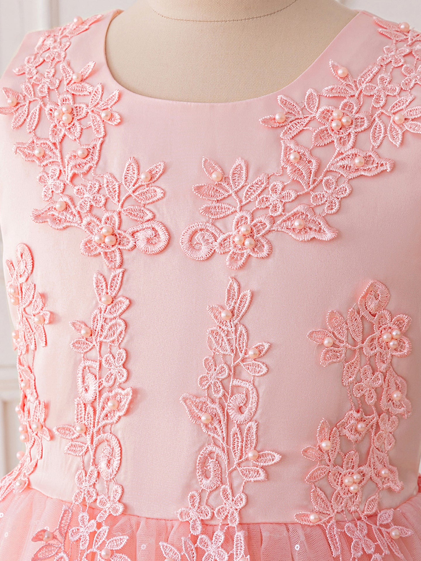 Girls Embroidered Gathered or Pleated Fit and Flare Dress