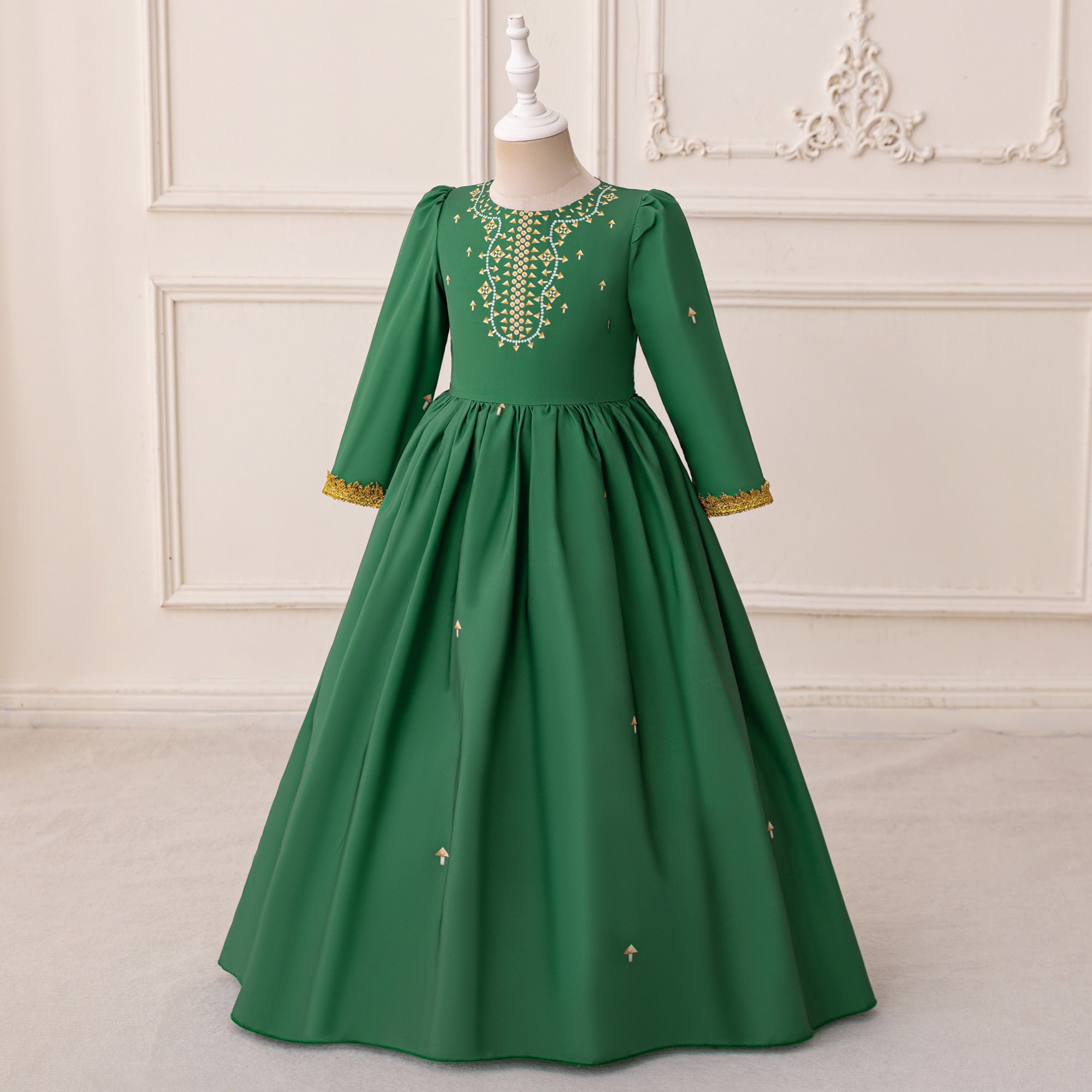 Girls Ethnic Motifs Embroidered Maxi Gown Dress