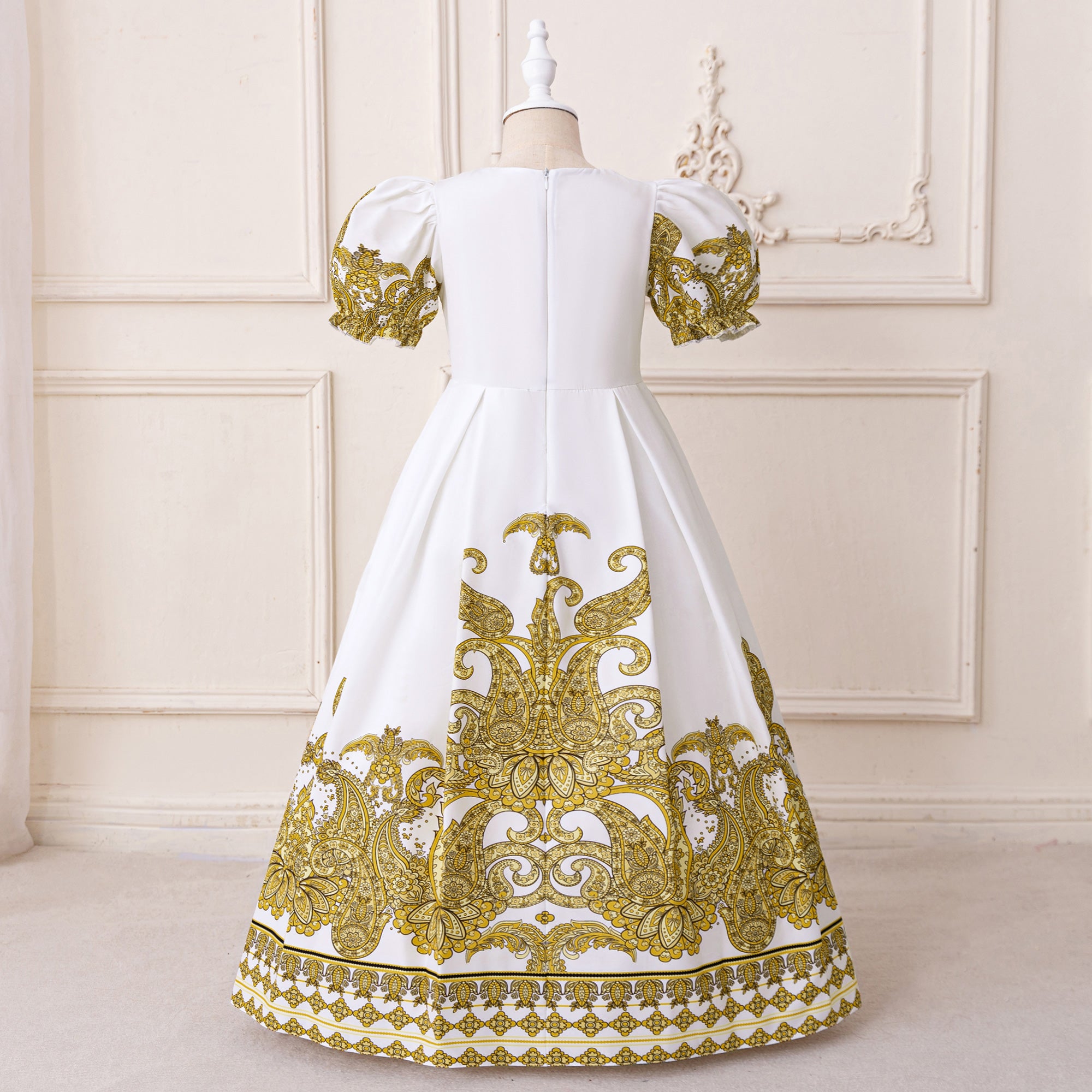Girls Ethnic Motifs Print Applique Maxi Gown Dress