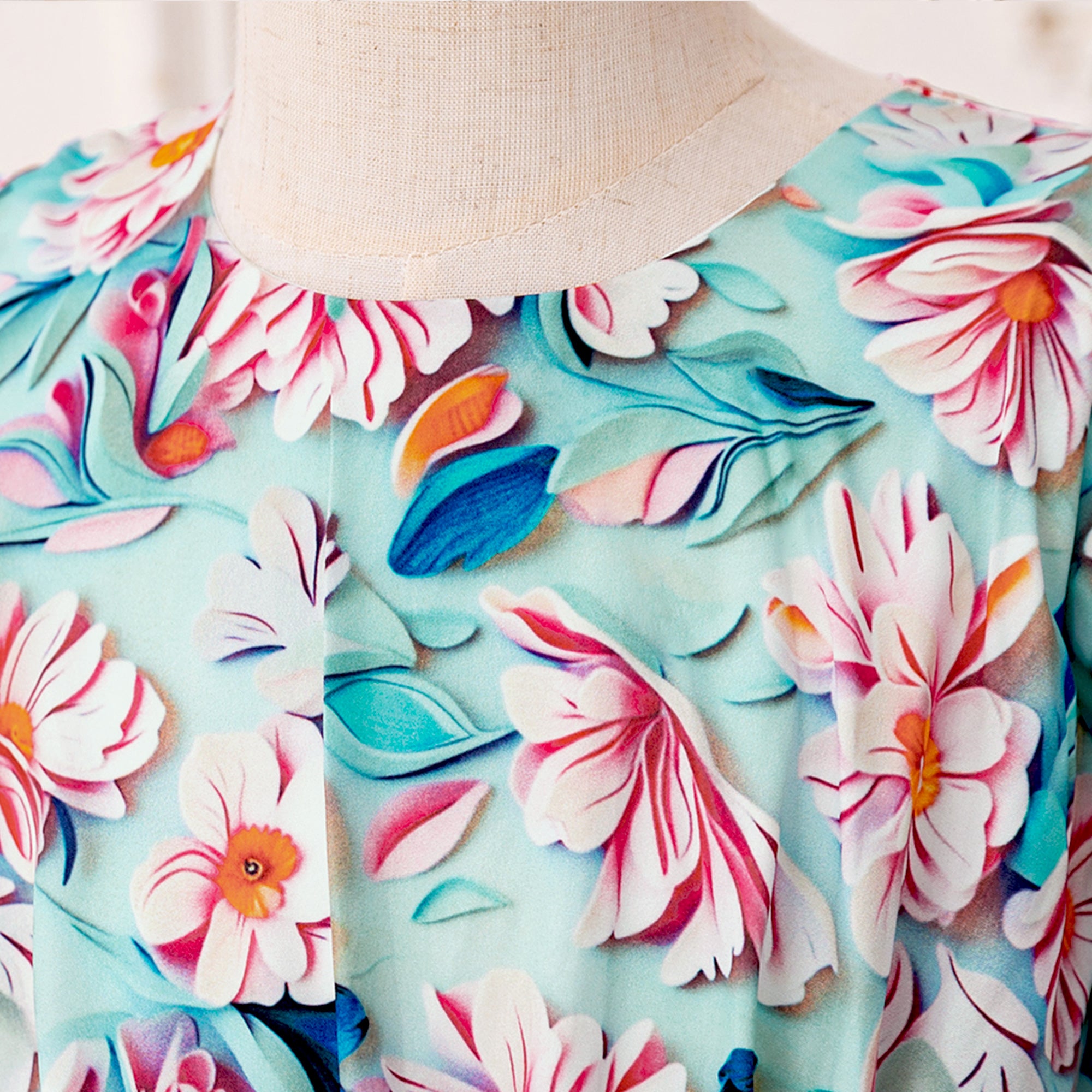 Girls Floral Printed Fit and Flare Maxi Dress