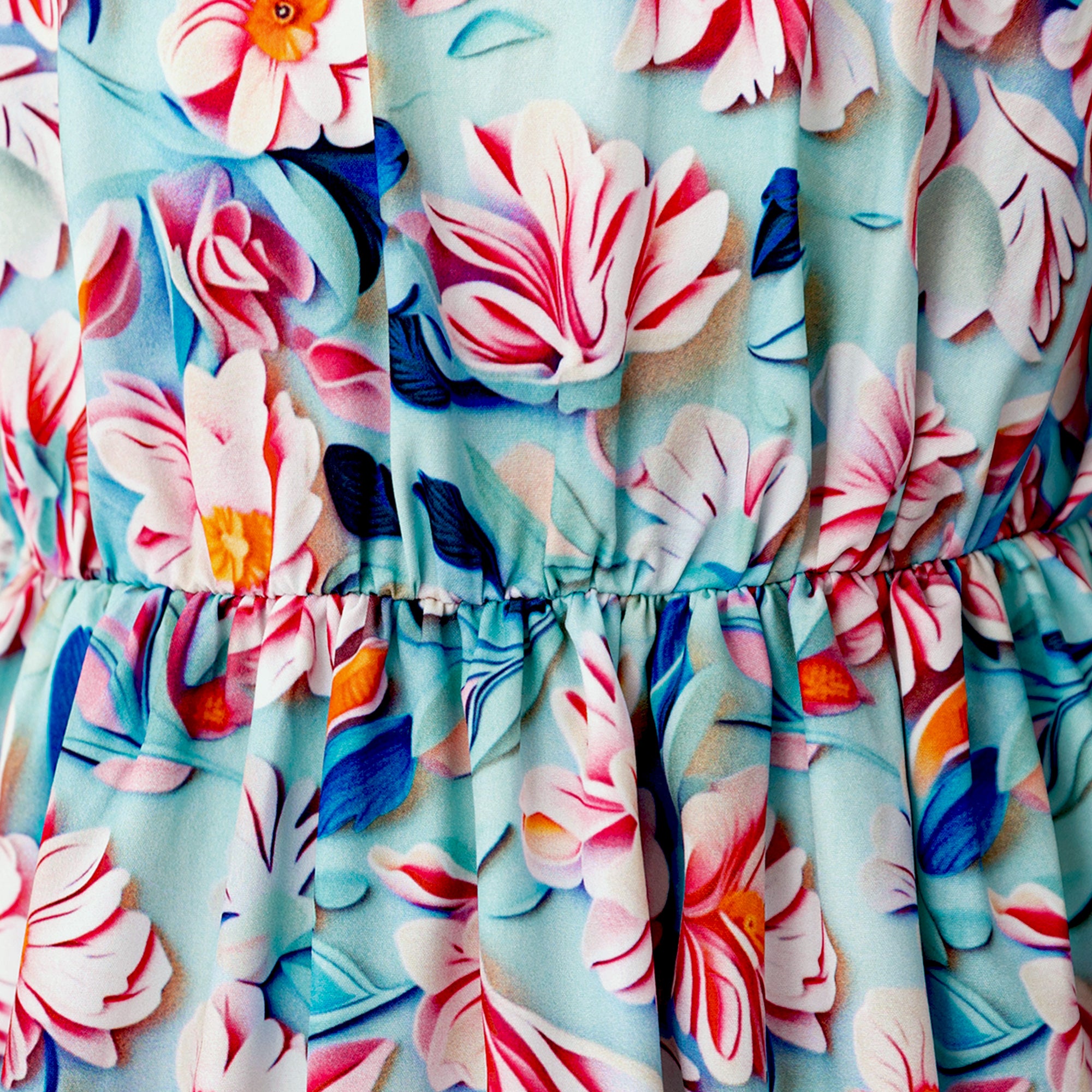 Girls Floral Printed Fit and Flare Maxi Dress