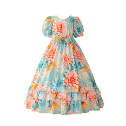 Girls Floral Printed Fit and Flare Dress