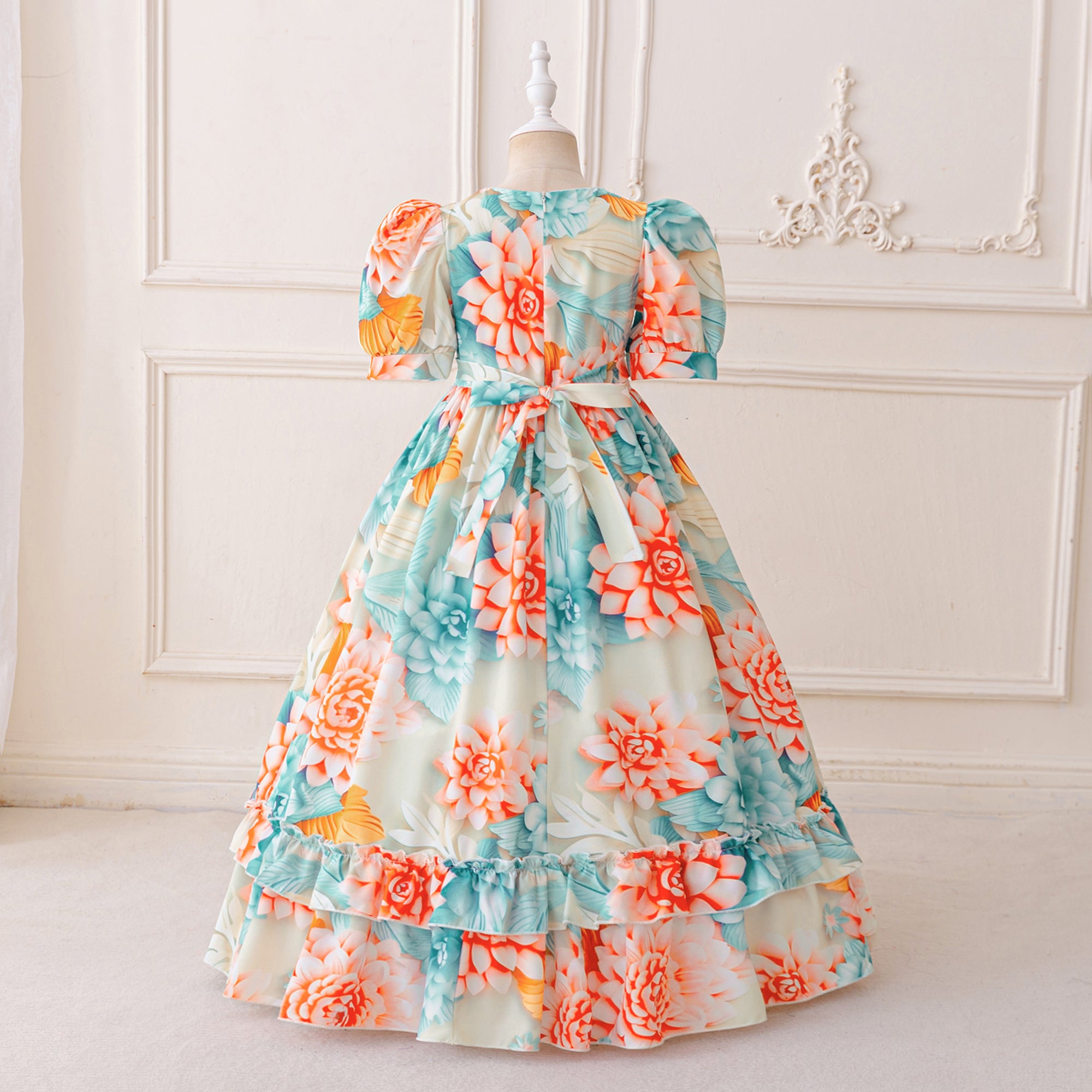 Girls Floral Printed Fit and Flare Dress