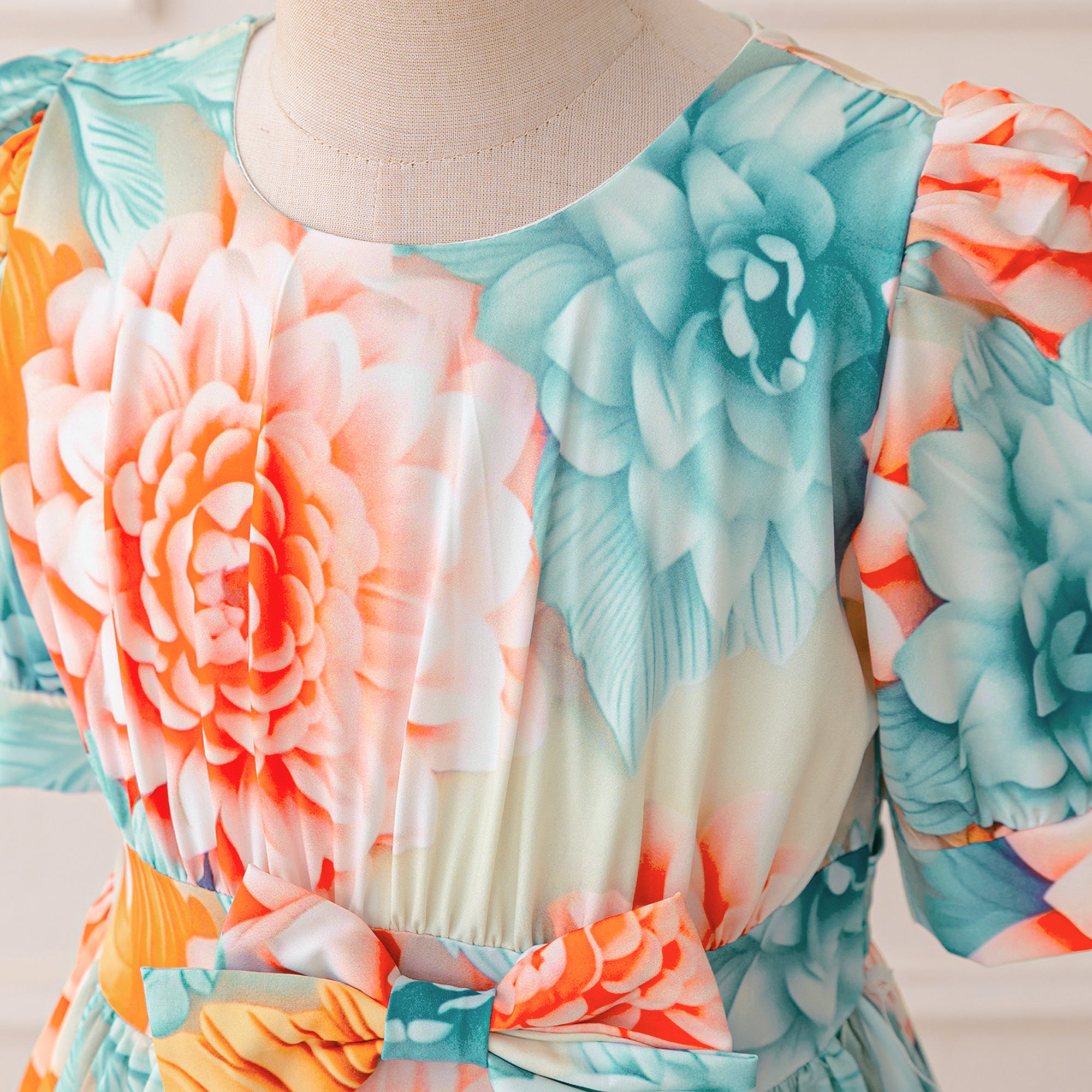 Girls Floral Printed Fit and Flare Dress