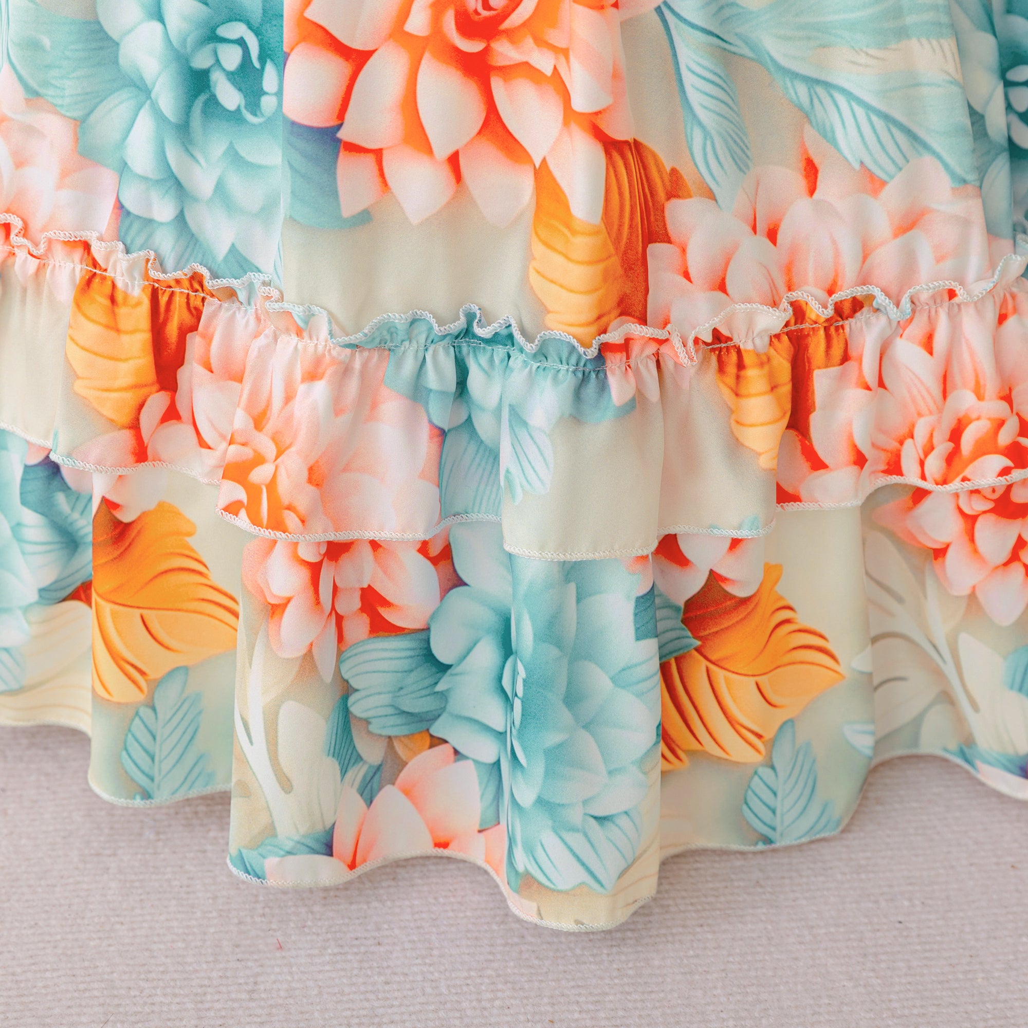 Girls Floral Printed Fit and Flare Dress