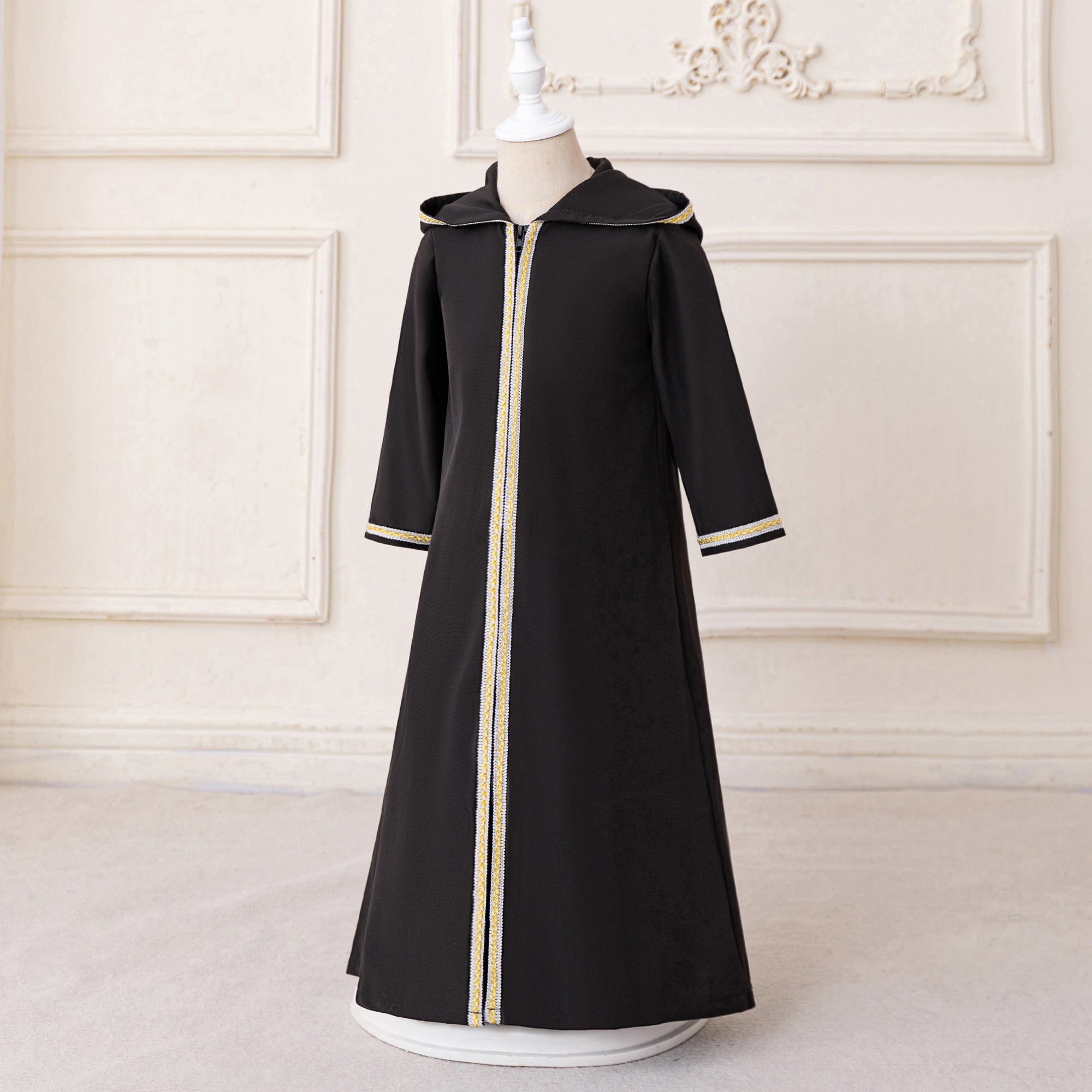 Girls Lace Inserts Hooded Neck Maxi Dress