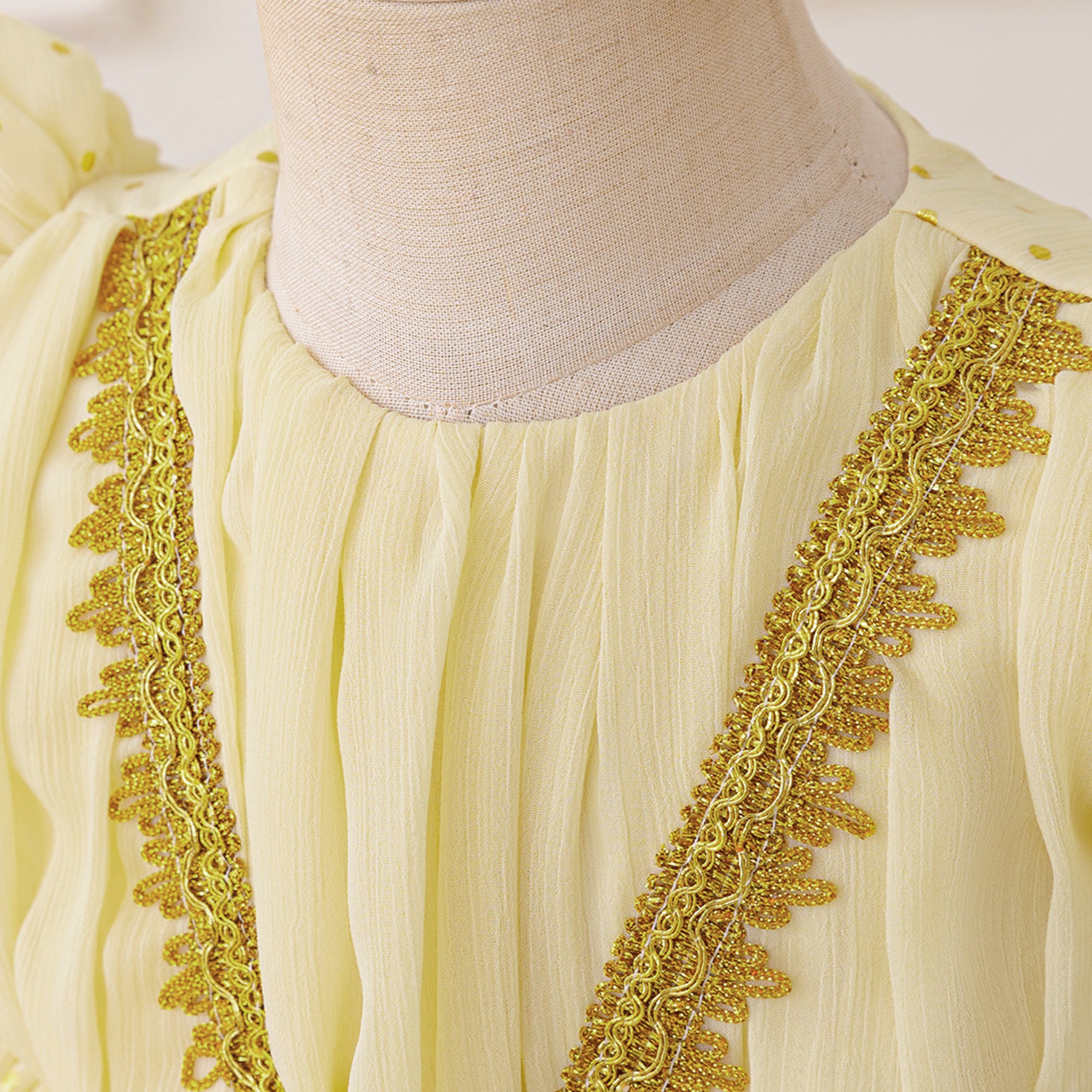 Girl Embellished Round Neck Puff Sleeves Fit and Flare Mini Dress