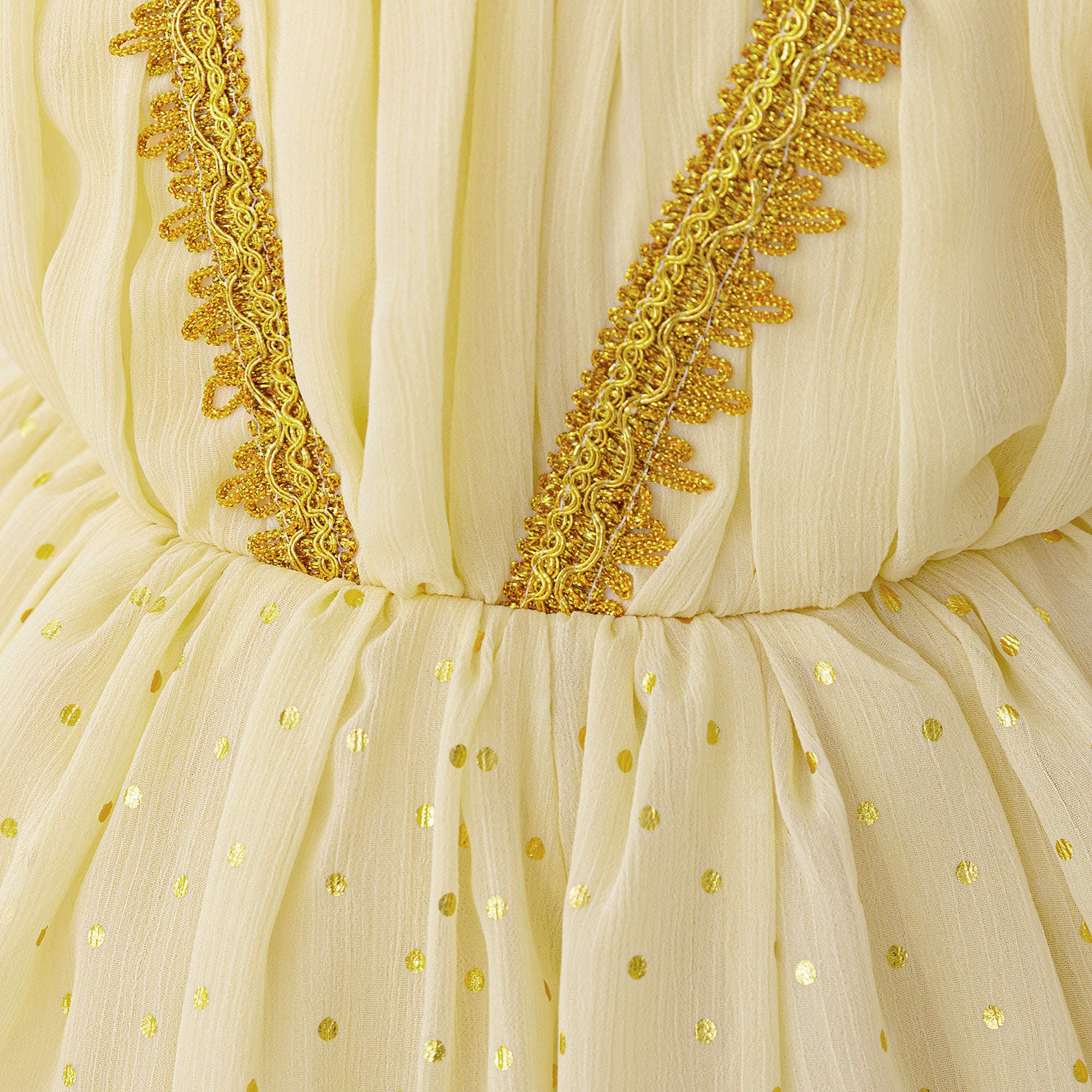 Girl Embellished Round Neck Puff Sleeves Fit and Flare Mini Dress