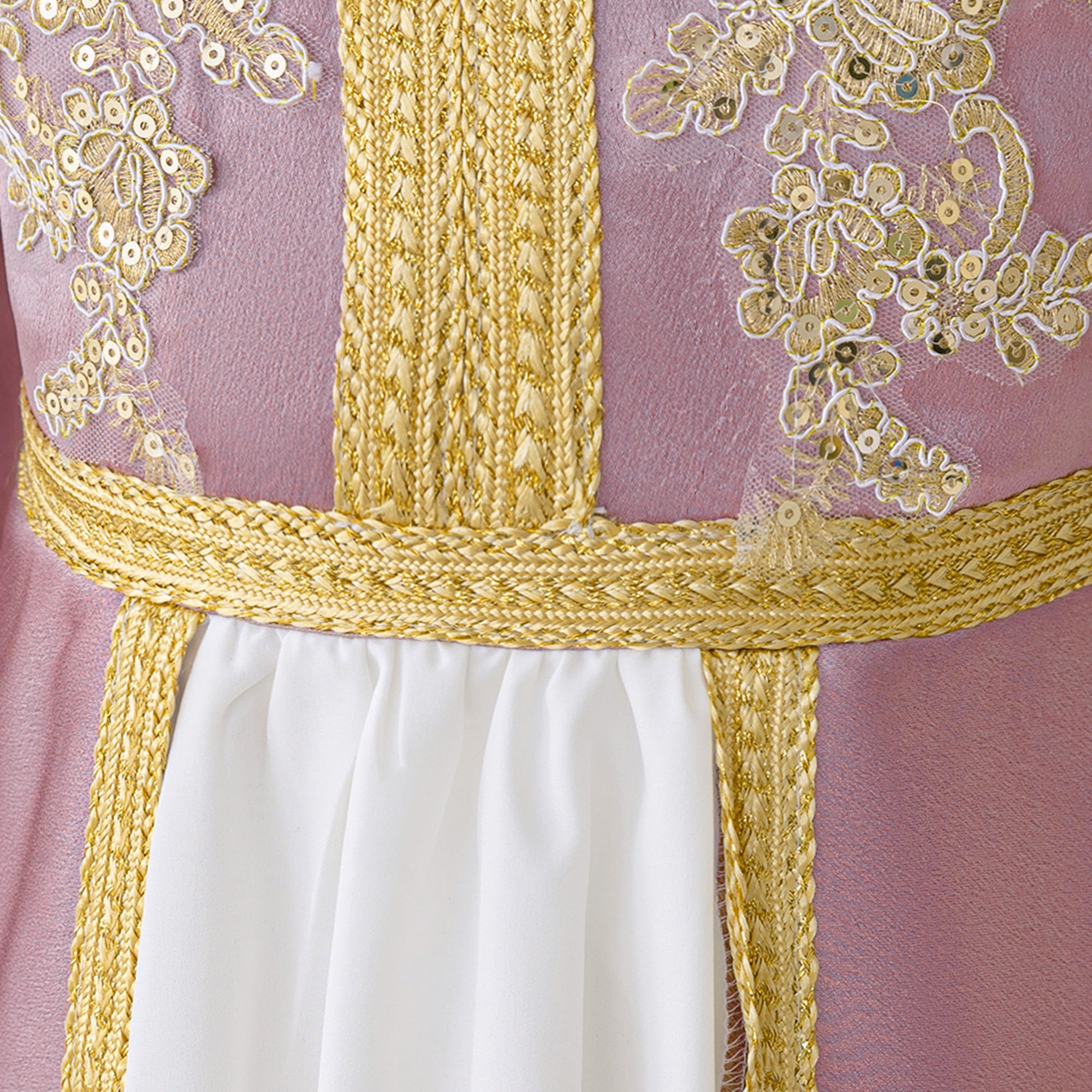 Girls Solid Embroidered Bell Sleeves A-Line Midi Dress