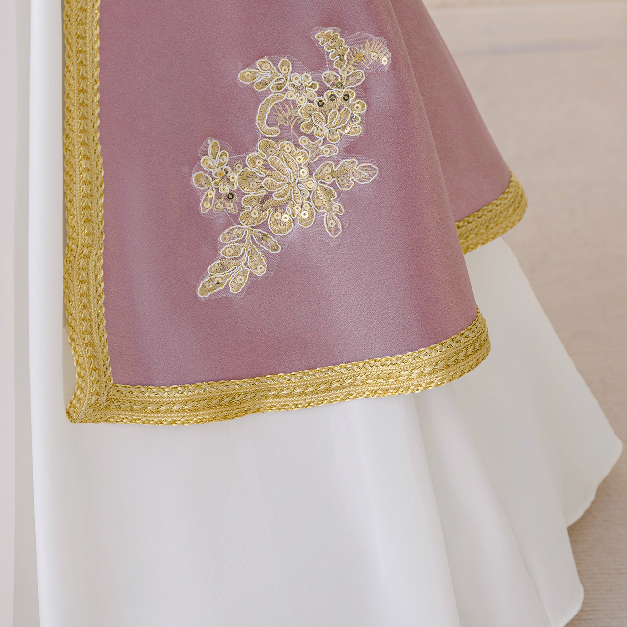 Girls Solid Embroidered Bell Sleeves A-Line Midi Dress
