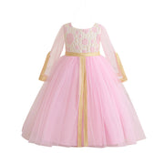 Girls Self Design Applique Maxi Gown