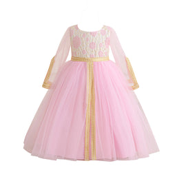 Girls Self Design Applique Maxi Gown