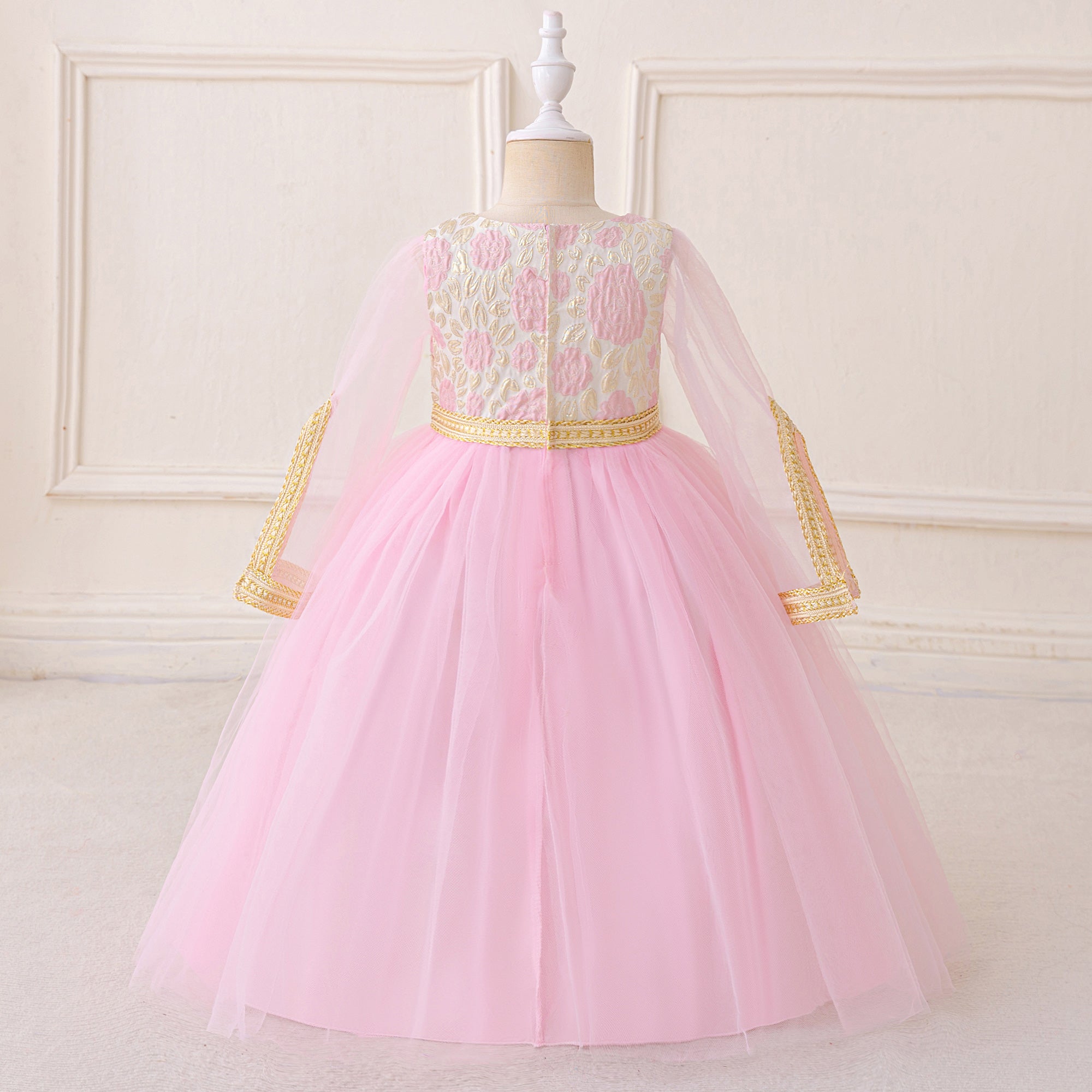 Girls Self Design Applique Maxi Gown