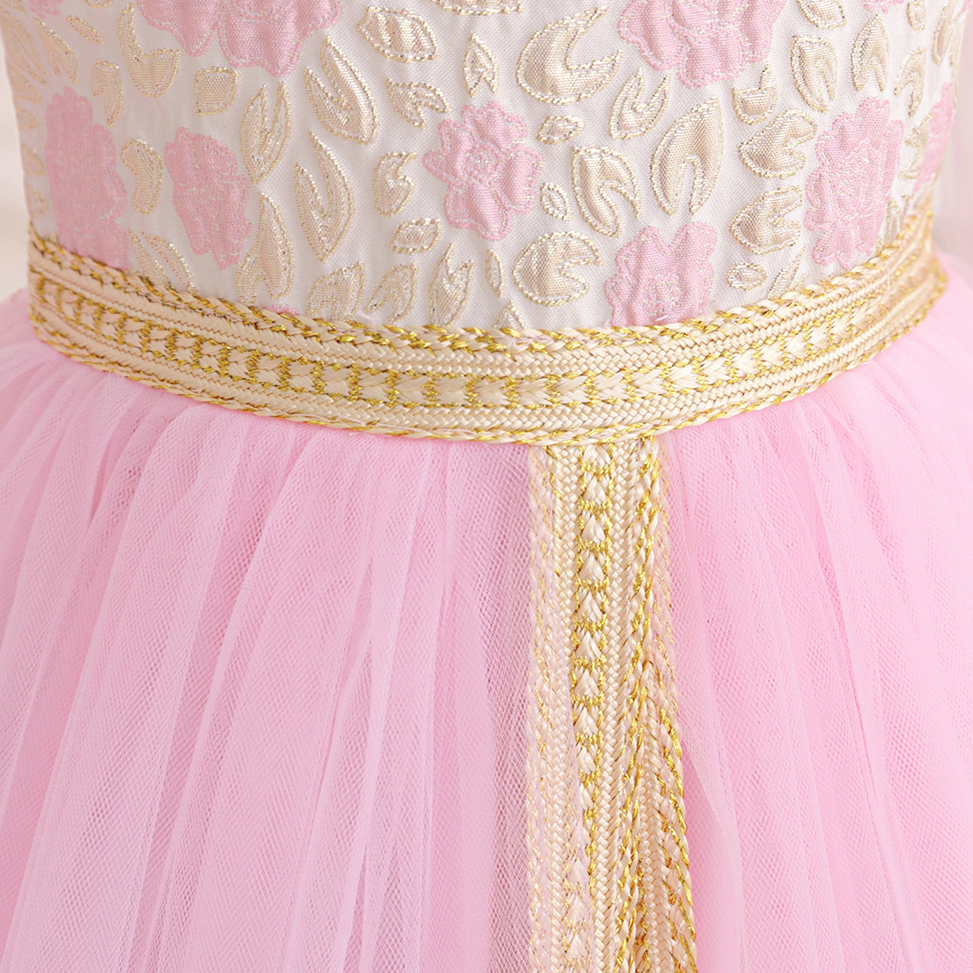 Girls Self Design Applique Maxi Gown