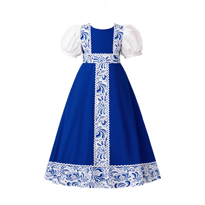 Girls Ethnic Motifs Print Applique Maxi Gown Dress