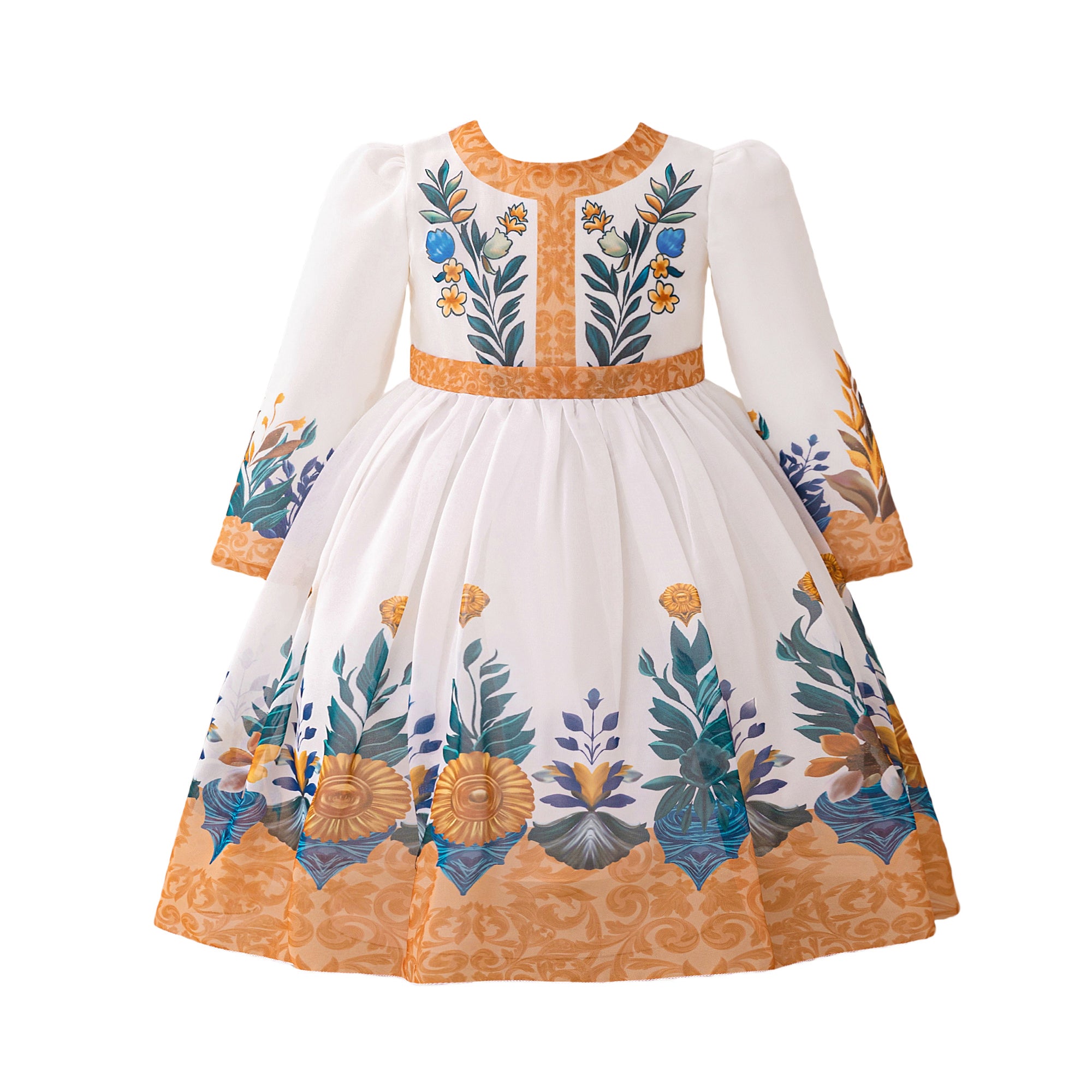 Girls Abstract Printed Midi Dress