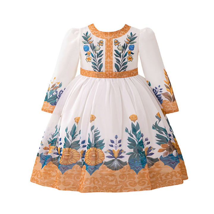 Girls Abstract Printed Midi Dress