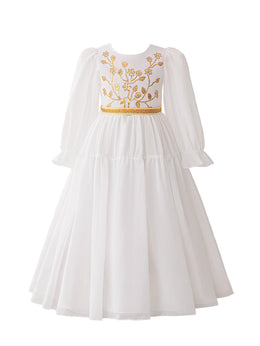 Girls Solid A-Line Midi Dress