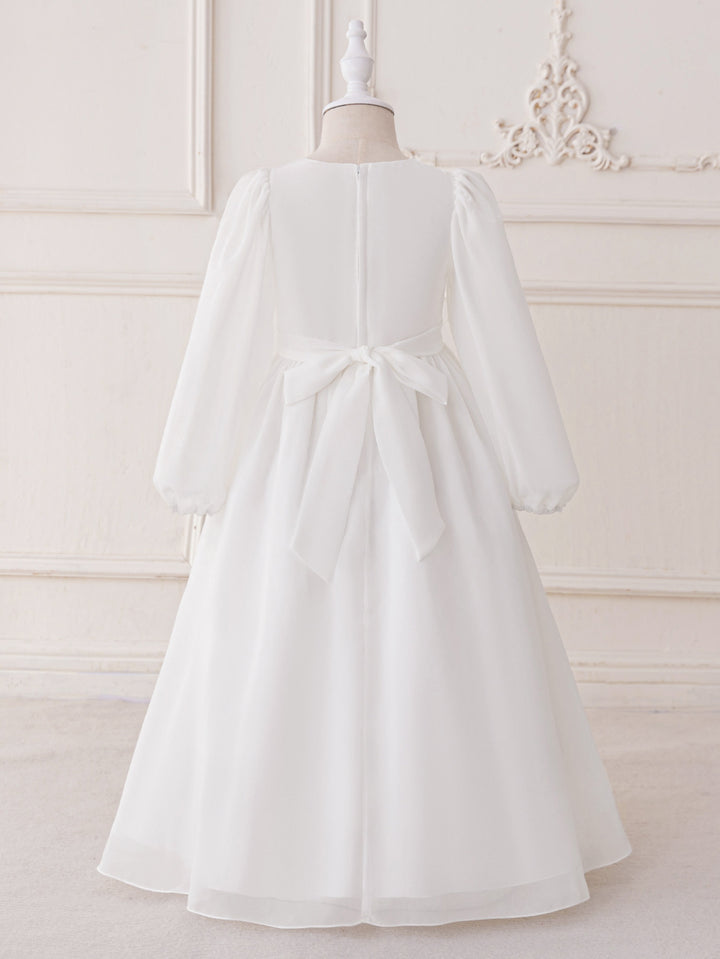 Girls Embroidered Georgette A-Line Midi Dress