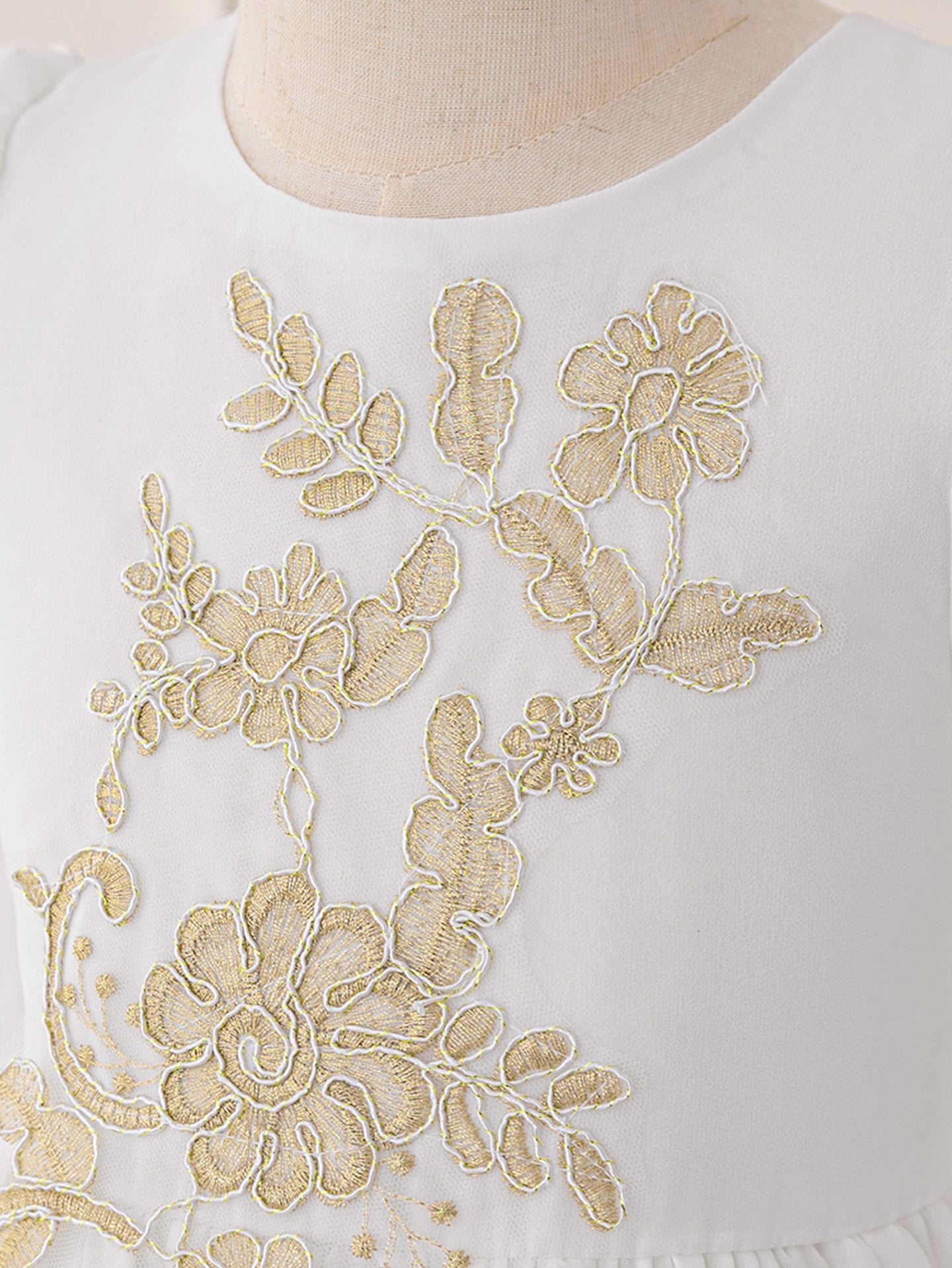 Girls Embroidered Georgette A-Line Midi Dress