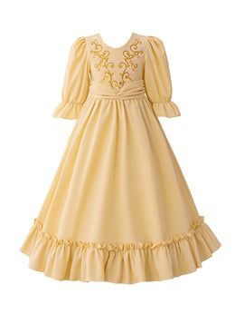 Girls Ethnic Motifs Embroidered Fit and Flare Dress