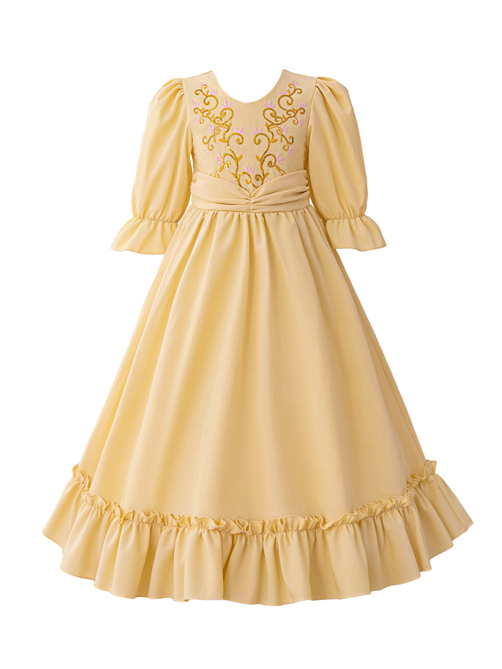 Girls Ethnic Motifs Embroidered Fit and Flare Dress