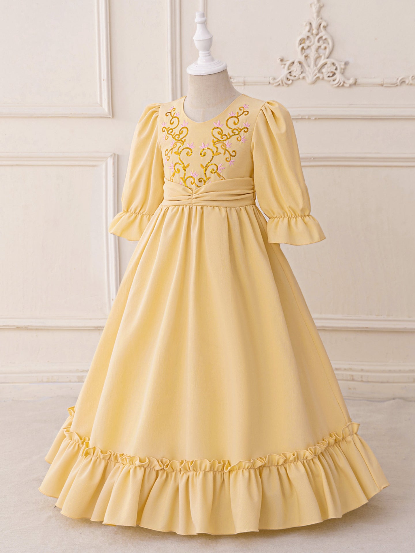 Girls Ethnic Motifs Embroidered Fit and Flare Dress