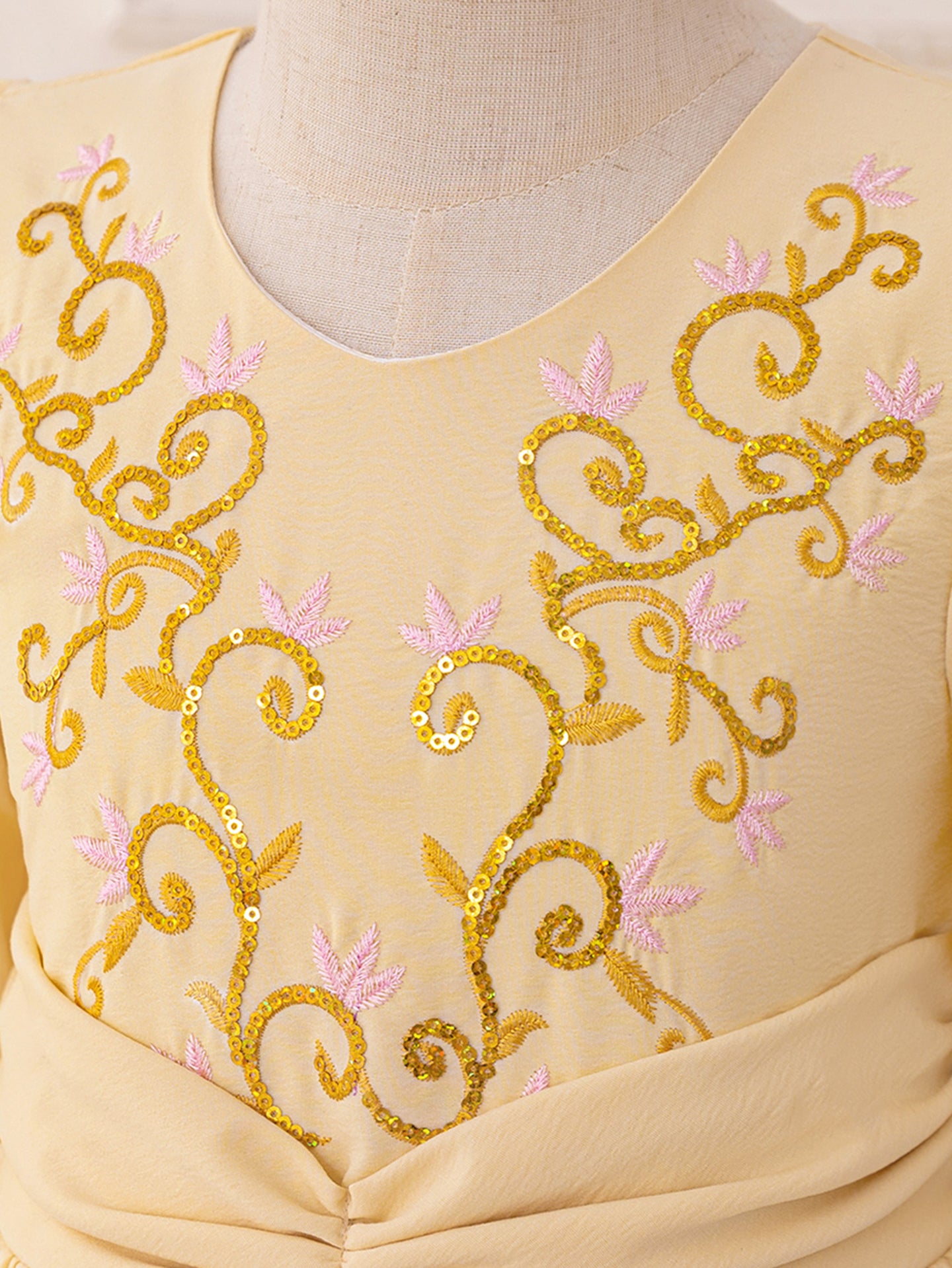 Girls Ethnic Motifs Embroidered Fit and Flare Dress