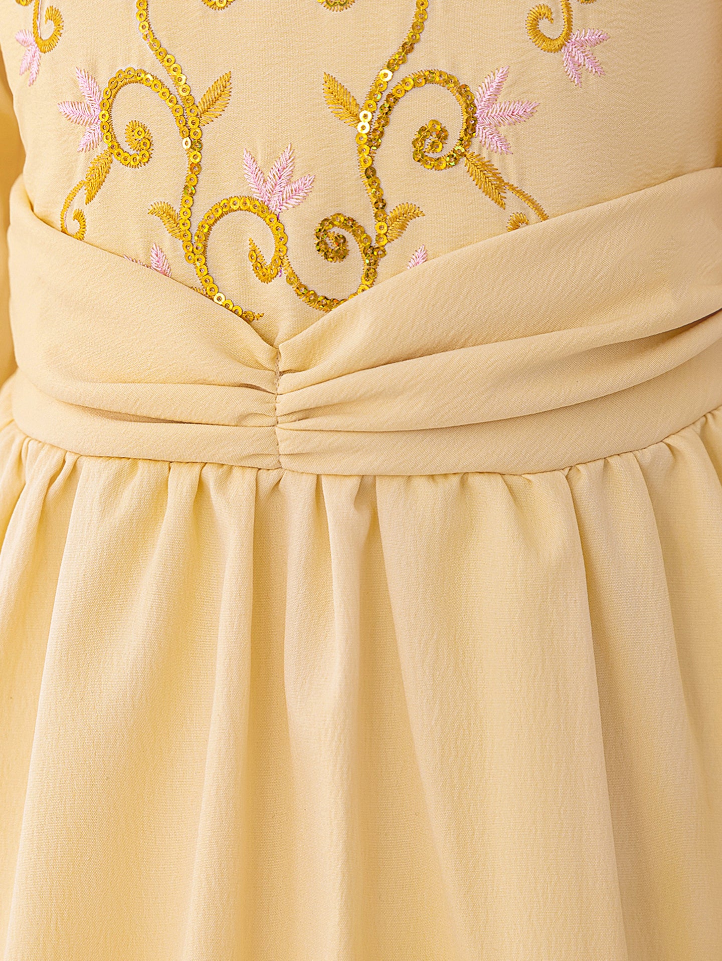 Girls Ethnic Motifs Embroidered Fit and Flare Dress