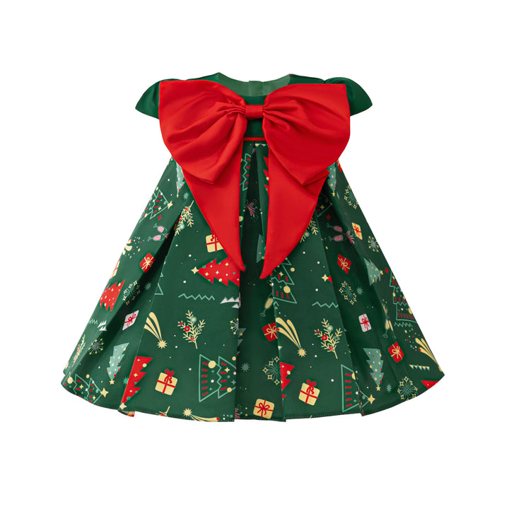 Girls Printed Cap Sleeves A-Line Dress