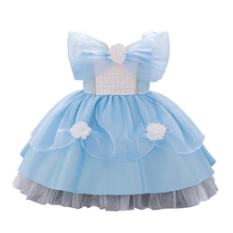 Girls Applique Net Balloon Mini Dress