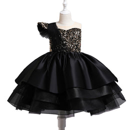 Girls Black Sweetheart neck Sleeveless Embellished Fit & Flare Maxi Dress