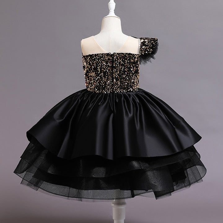 Girls Black Sweetheart neck Sleeveless Embellished Fit & Flare Maxi Dress