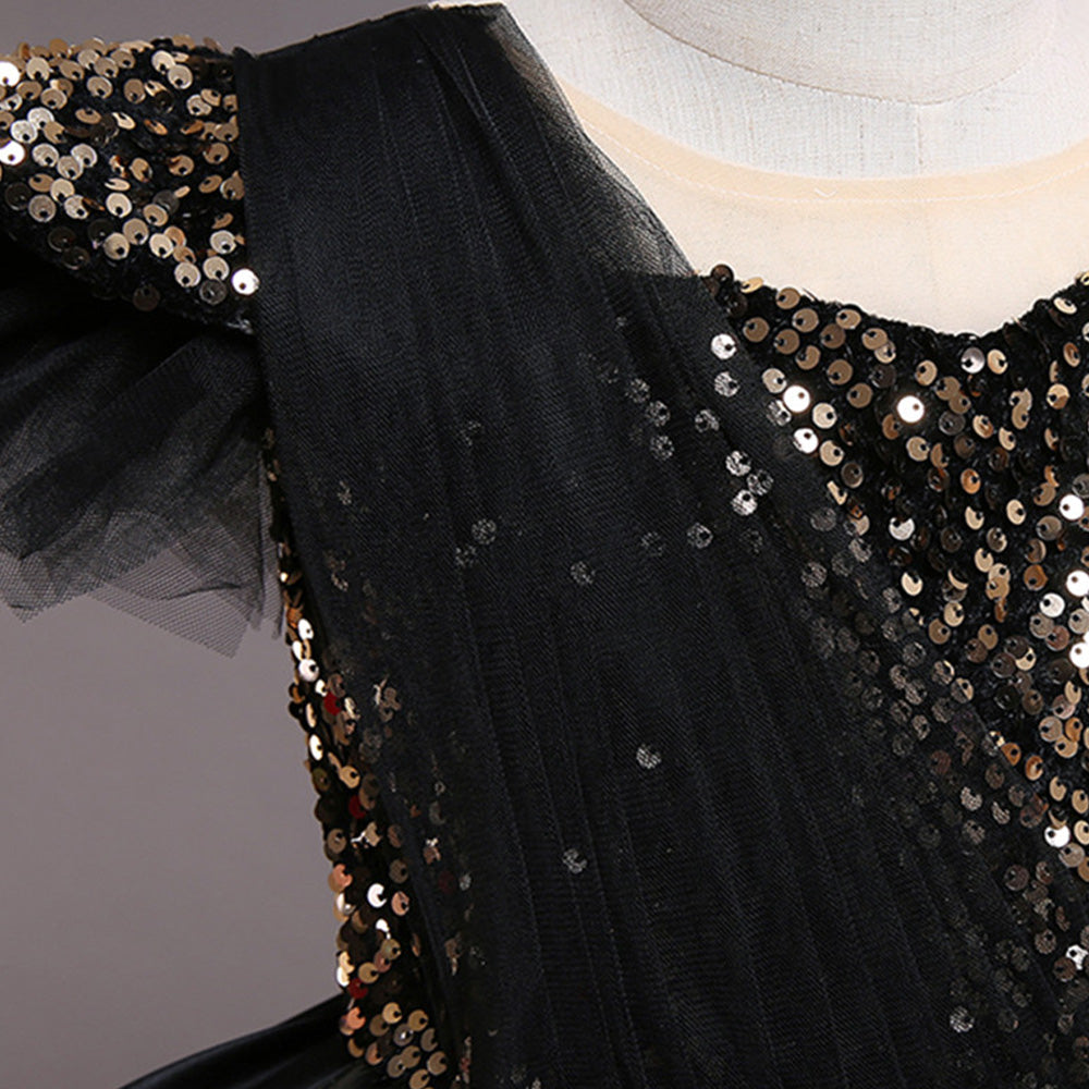 Girls Black Sweetheart neck Sleeveless Embellished Fit & Flare Maxi Dress