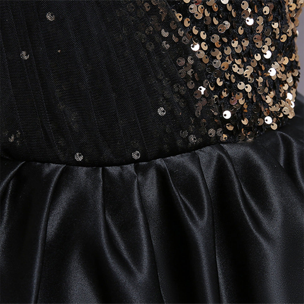 Girls Black Sweetheart neck Sleeveless Embellished Fit & Flare Maxi Dress