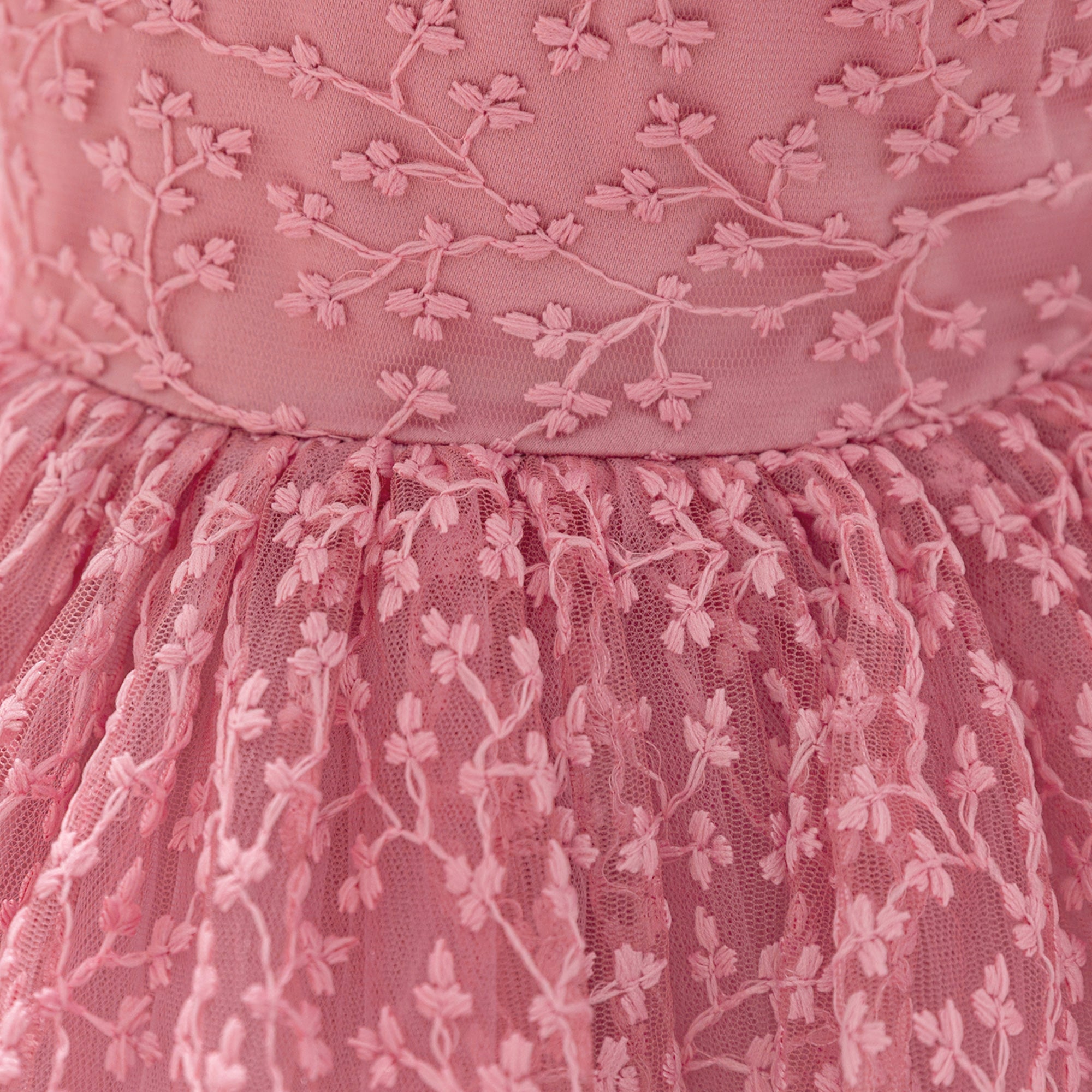 Girls Embroidered Lace A-Line Midi Dress