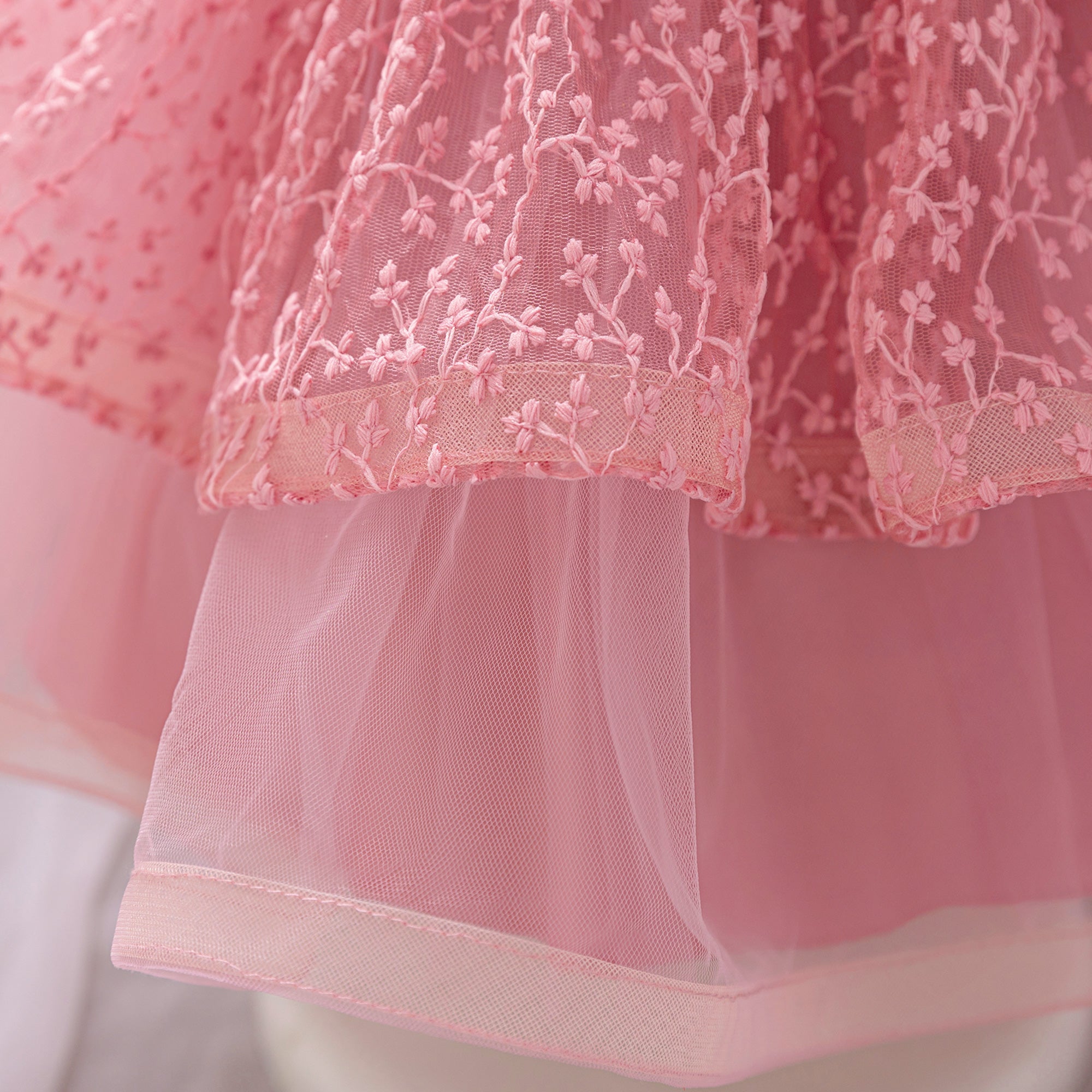 Girls Embroidered Lace A-Line Midi Dress
