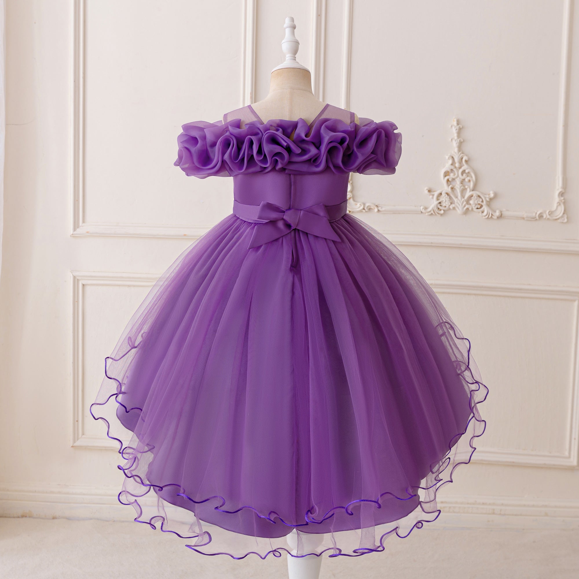 Giirls Applique Net Balloon Mini Dress