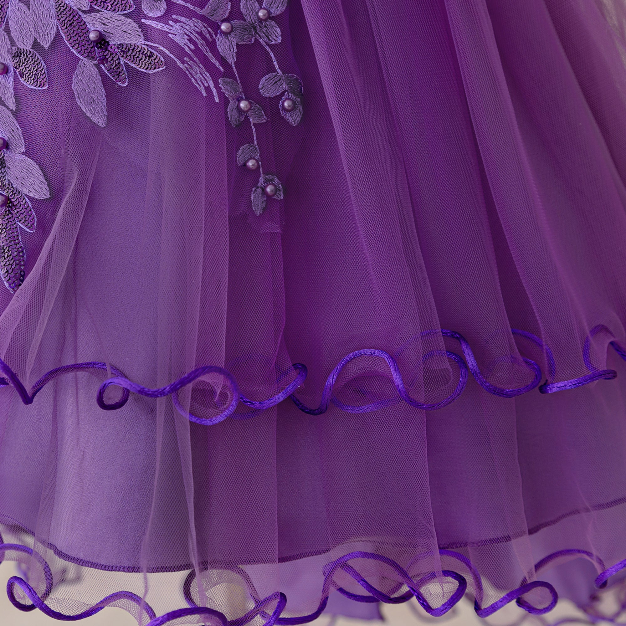 Giirls Applique Net Balloon Mini Dress