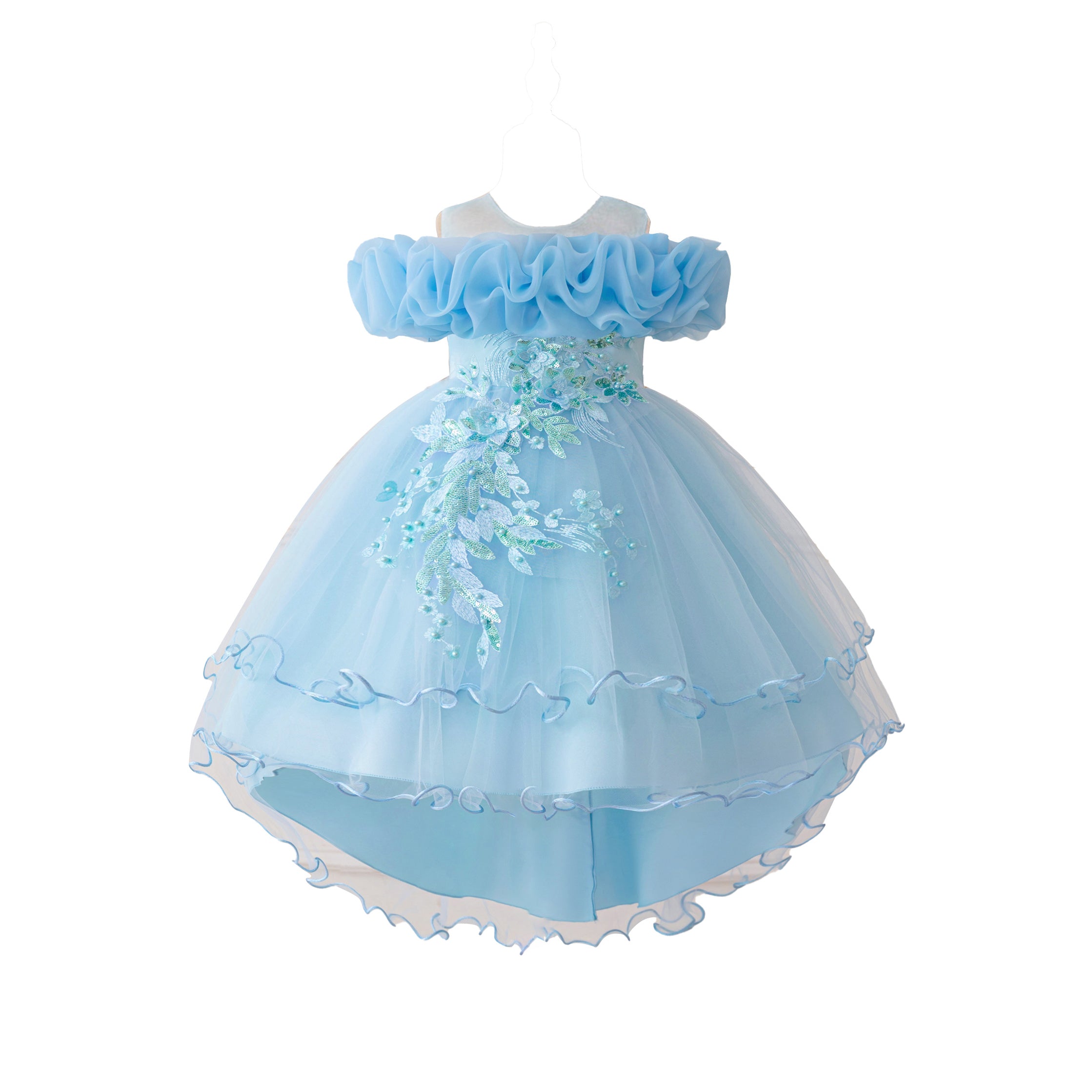 Girls Embellished Embroidered Strapless Fit & Flare Dress