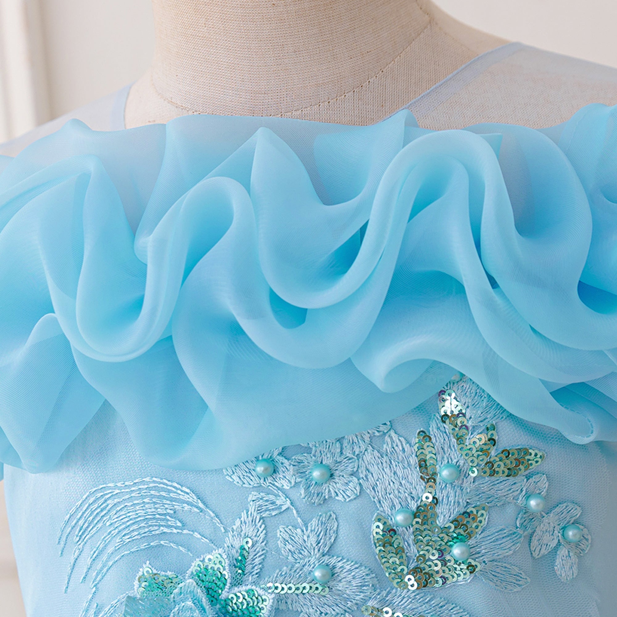 Girls Embellished Embroidered Strapless Fit & Flare Dress