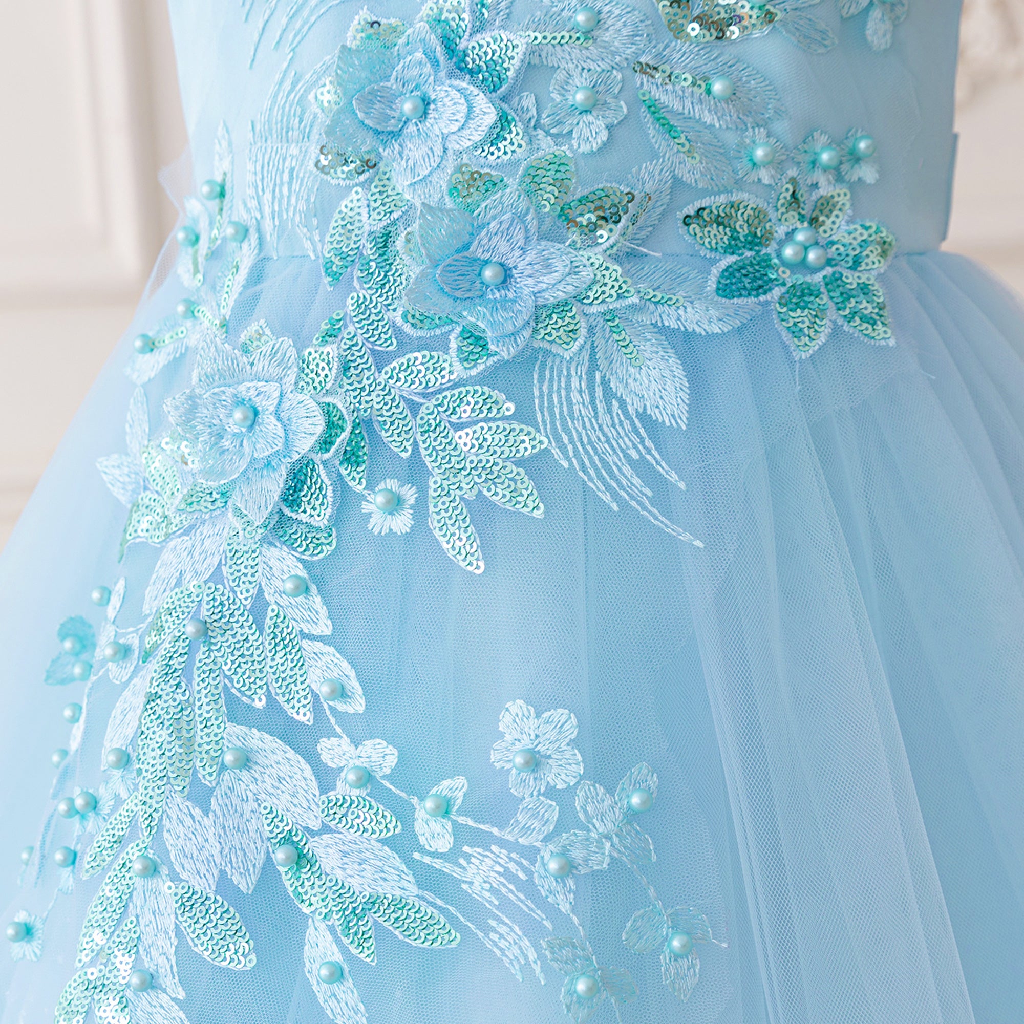 Girls Embellished Embroidered Strapless Fit & Flare Dress