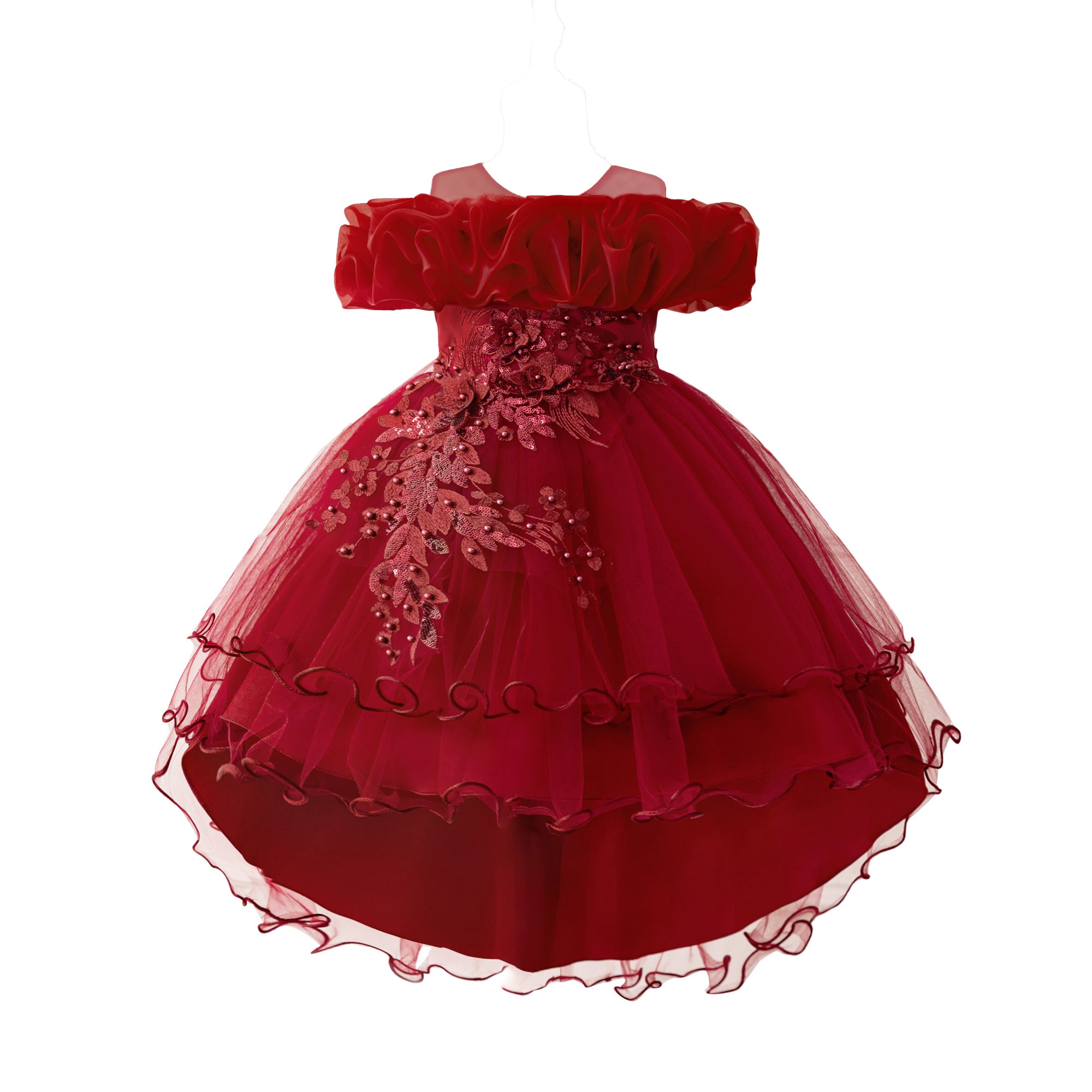 Applique Girls Net Balloon Mini Dress